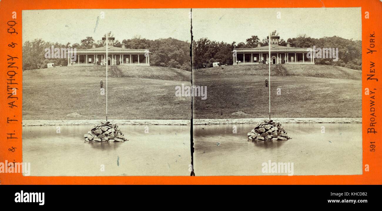 Villa und Brunnen Druid Hill Park, Baltimore, Maryland, 1880. Von der New York Public Library. Stockfoto