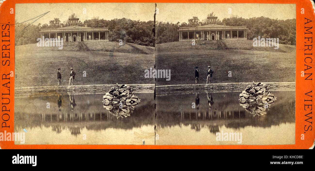 Villa und Brunnen Druid Hill Park, Baltimore, Maryland, 1880. Von der New York Public Library. Stockfoto