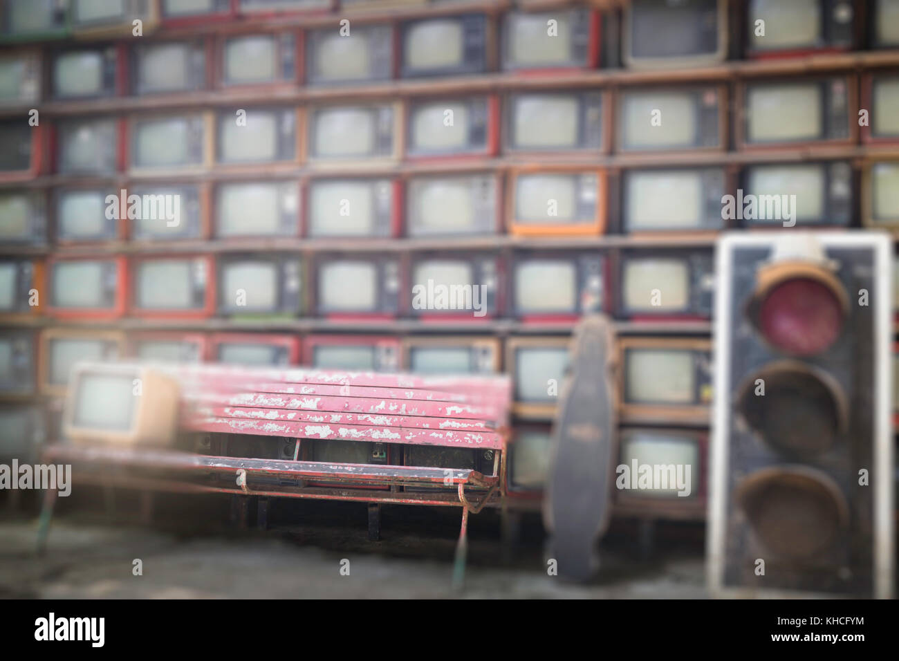 Stapel alte tv Vintage Style Hintergrund Foto Stockfoto