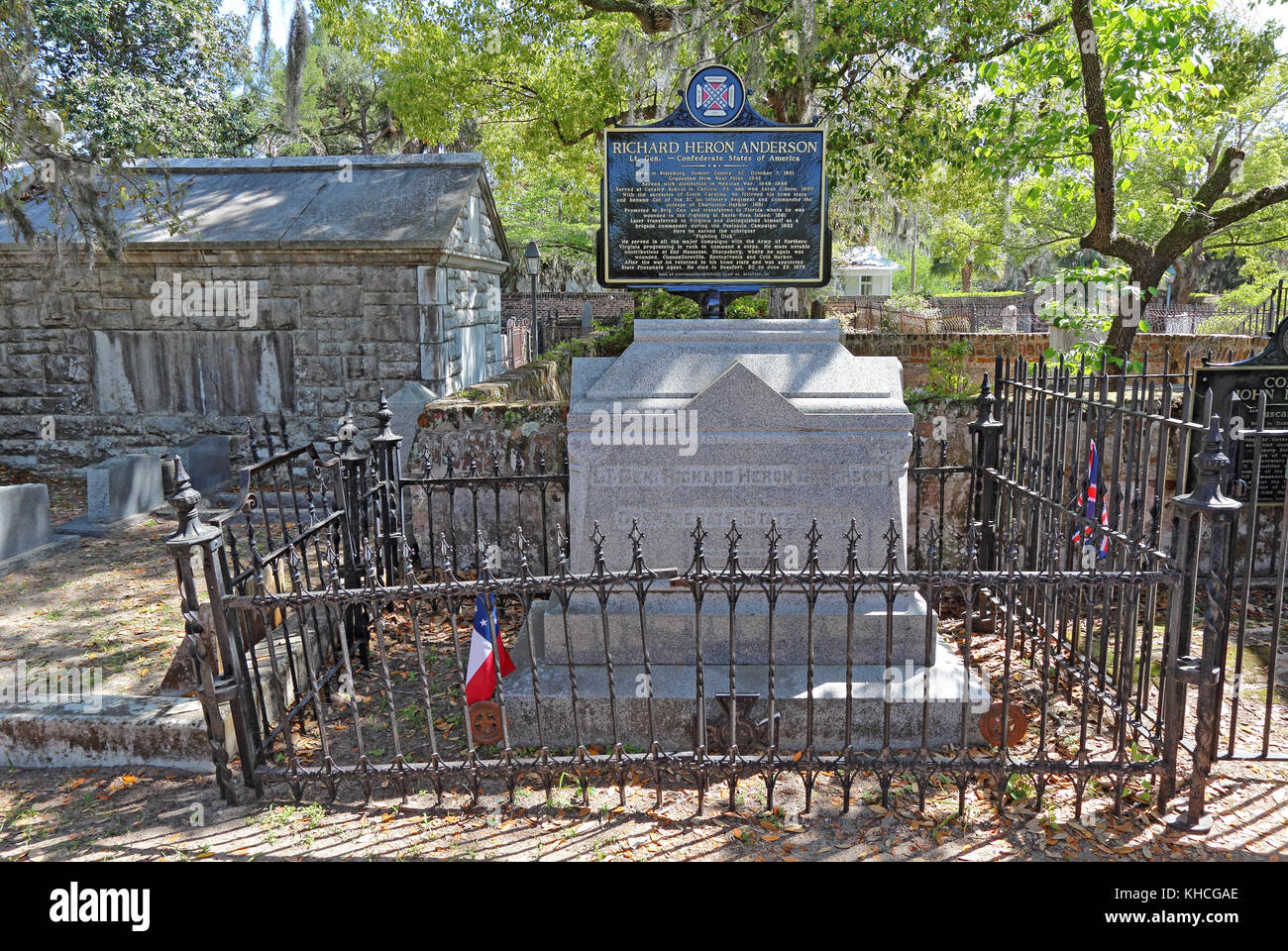 Beaufort, South Carolina - 16. April 2017: Das Grab von Richard heron Anderson, Lieutenant General der Konföderierten Staaten von Amerika, in der kirchliche Stockfoto