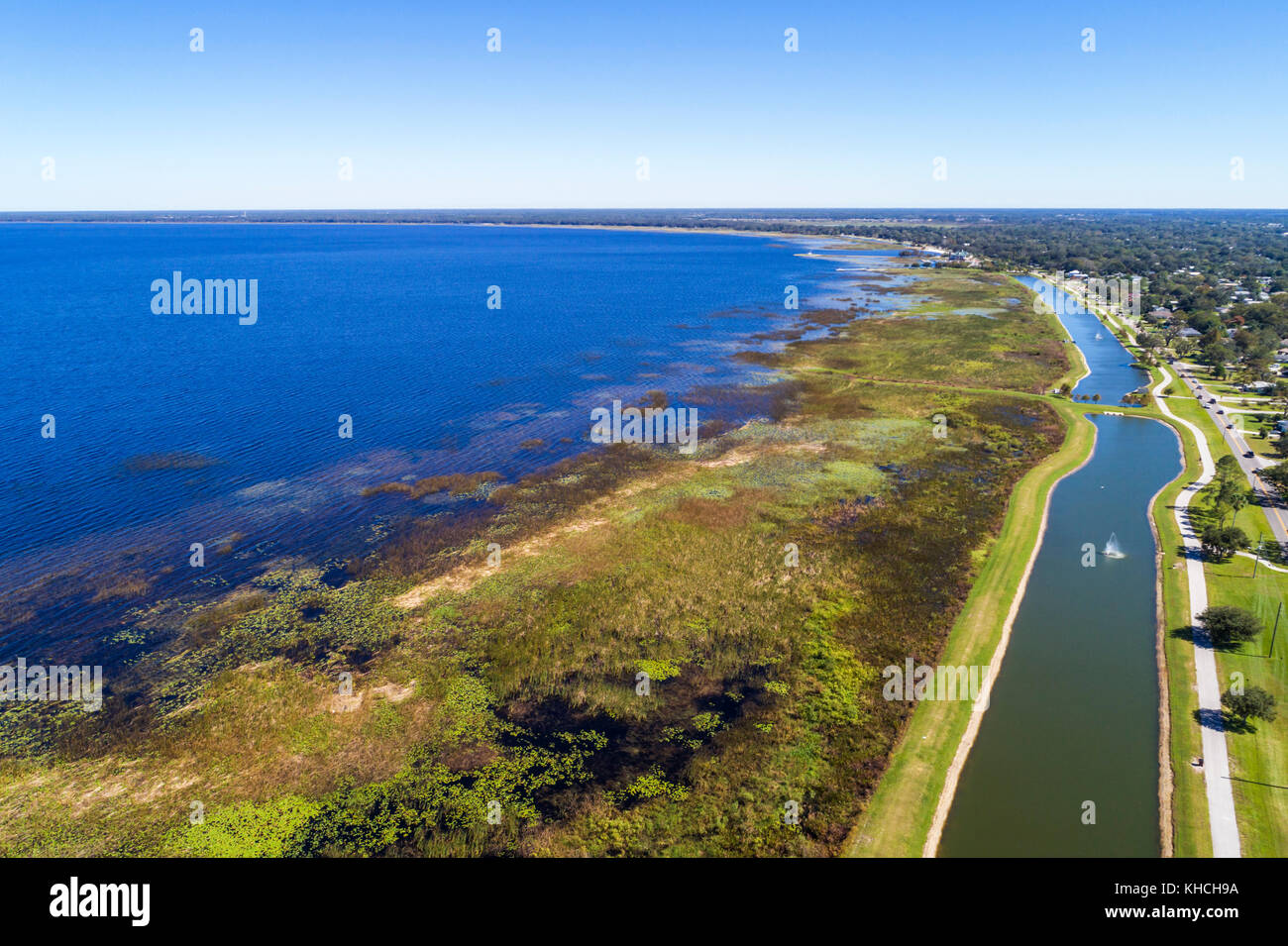 Saint St. Cloud Florida, East Lake Tohopekaliga, Lakefront Park, Wasser, Luftaufnahme aus der Vogelperspektive oben, Besucher reisen Touristik Touri Stockfoto