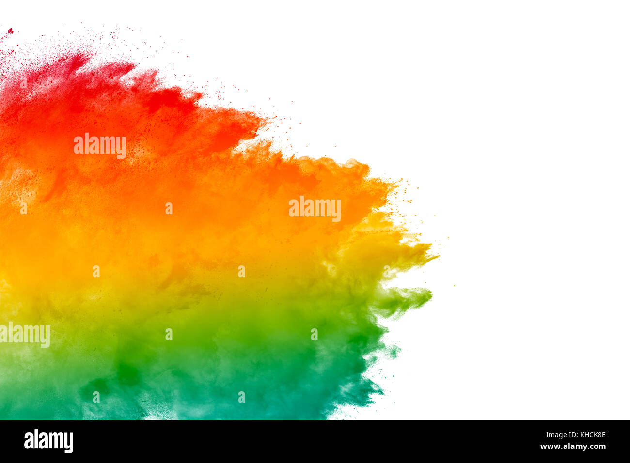 Abstrakte Farbe Pulver Explosion auf weißem Hintergrund. Freeze motion der Farbe Pulver spritzen. Stockfoto