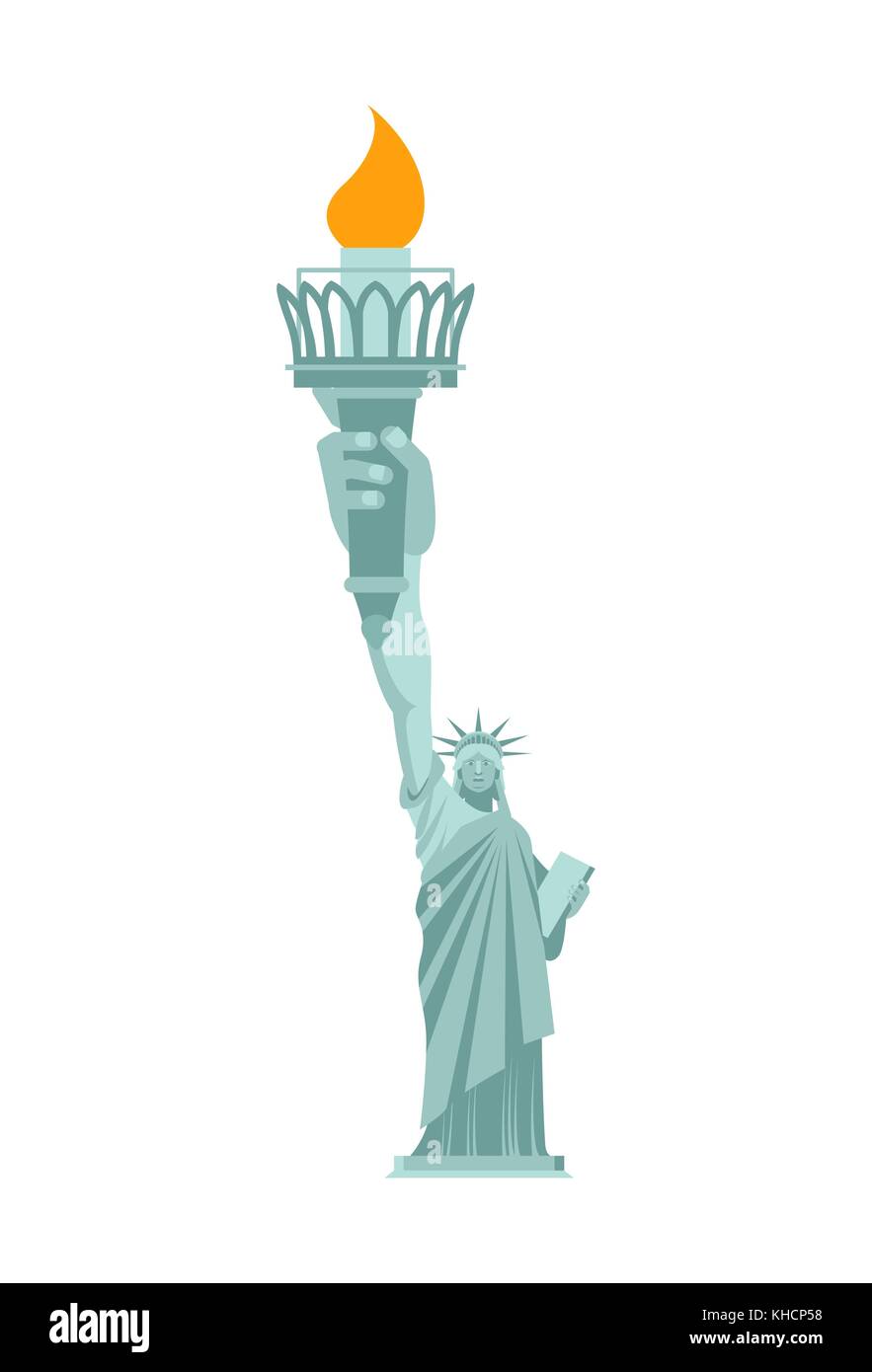 Die Freiheitsstatue ist groß Hand. Taschenlampe. united states Landmark. Amerika ist Symbol. Vector Illustration Stock Vektor