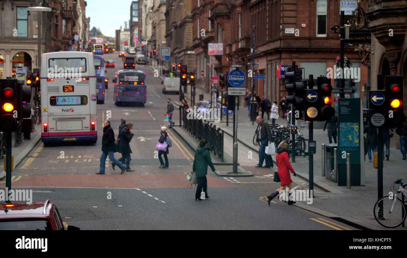 Umweltverschmutzung hotspot Partikel Hope Street, Glasgow, Vereinigtes Königreich Stockfoto