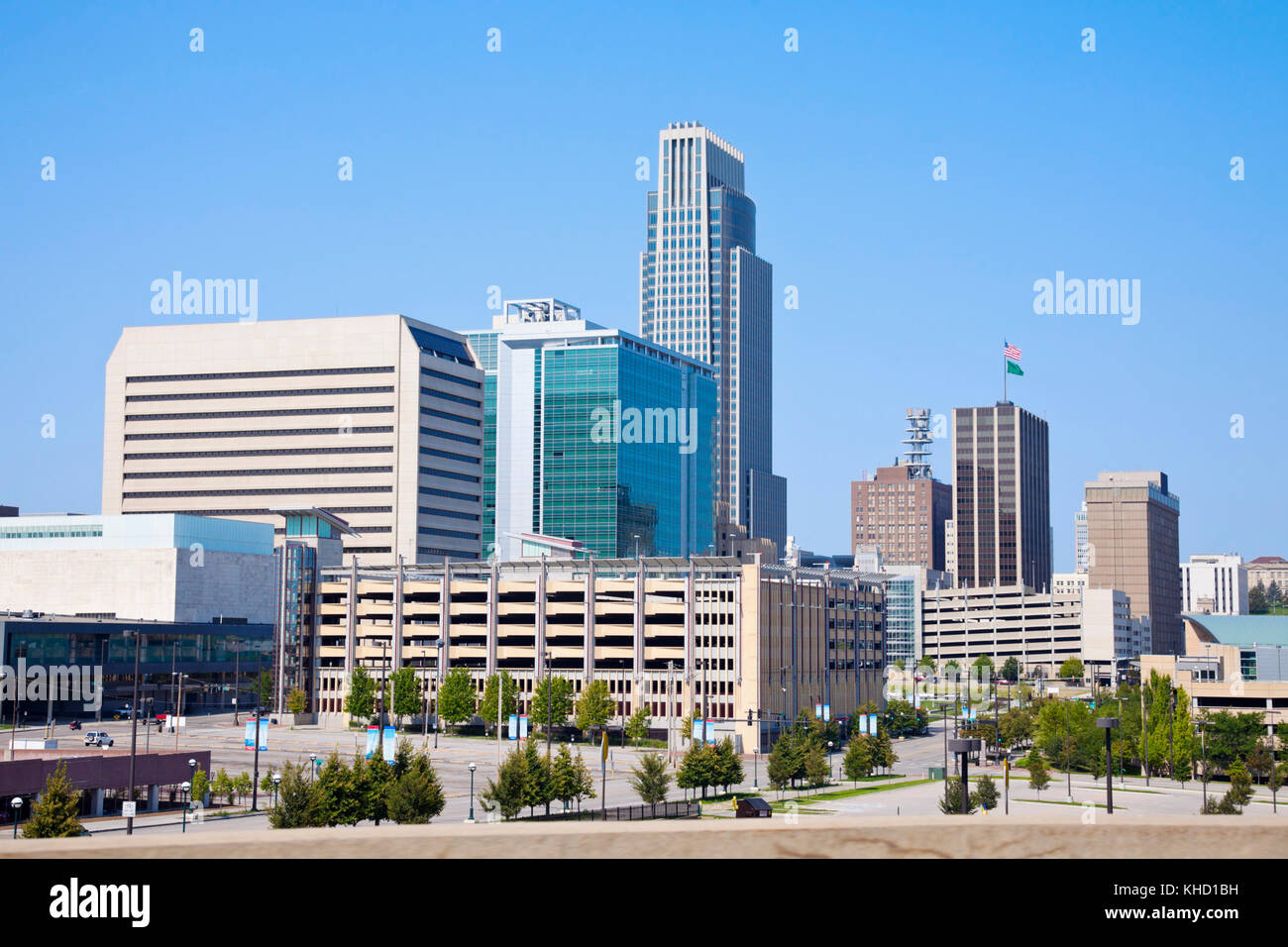Morgen in Omaha - Skyline der Stadt. Omaha, Nebraska, USA. Stockfoto