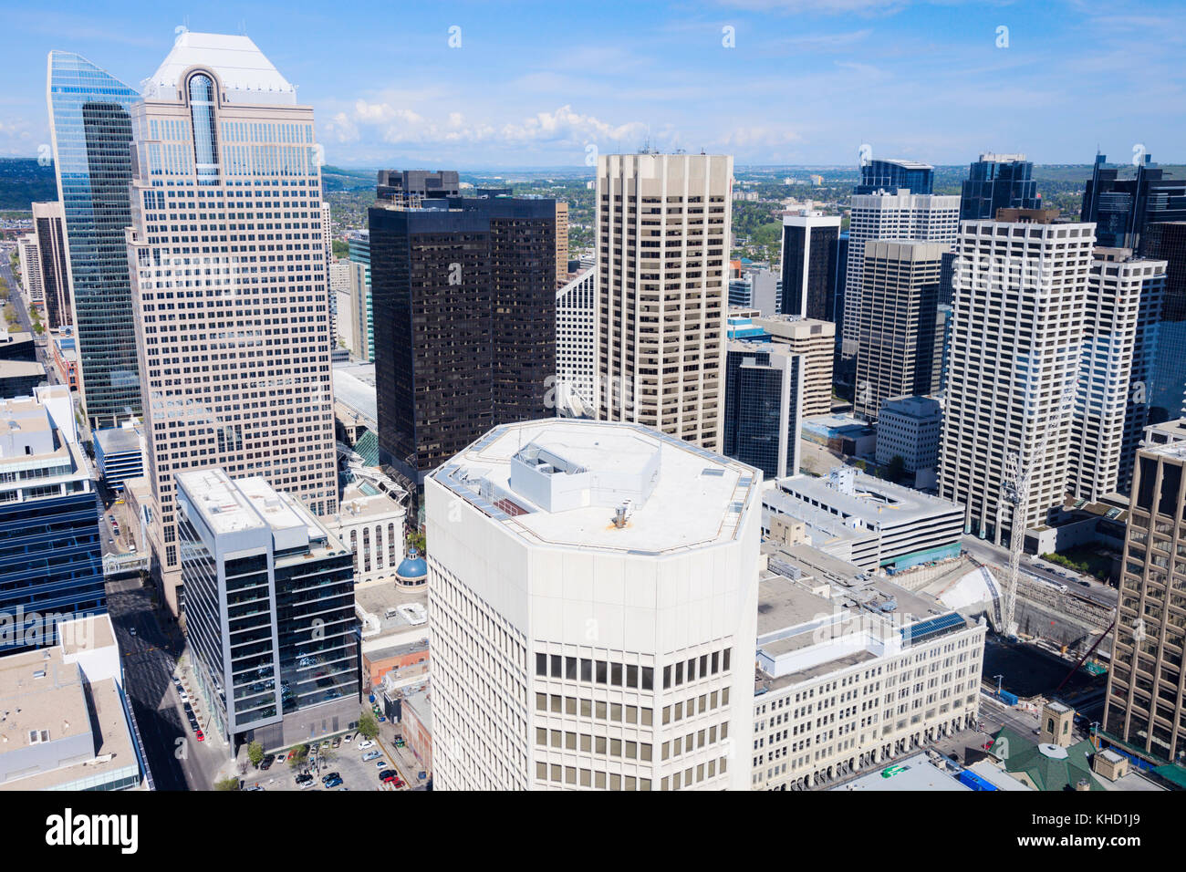 Panorama der modernen Skyline von Calgary Calgary, Alberta, Kanada. Stockfoto