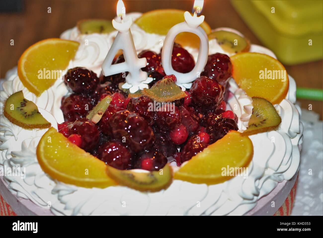 40 Jahre alt Geburtstag Kuchen Stockfoto