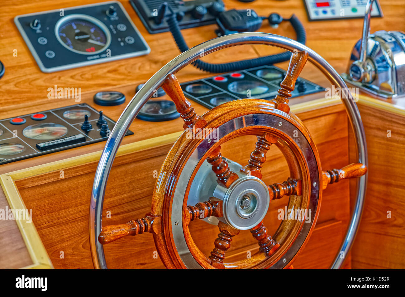 Boot ruder Rad Stockfoto