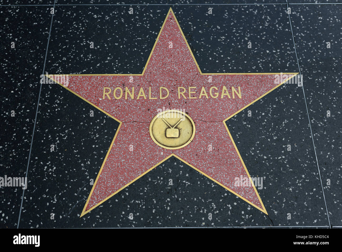 HOLLYWOOD, CA - DEZEMBER 06: Ronald Reagan Star auf dem Hollywood Walk of Fame in Hollywood, Kalifornien am 6. Dezember 2016. Stockfoto