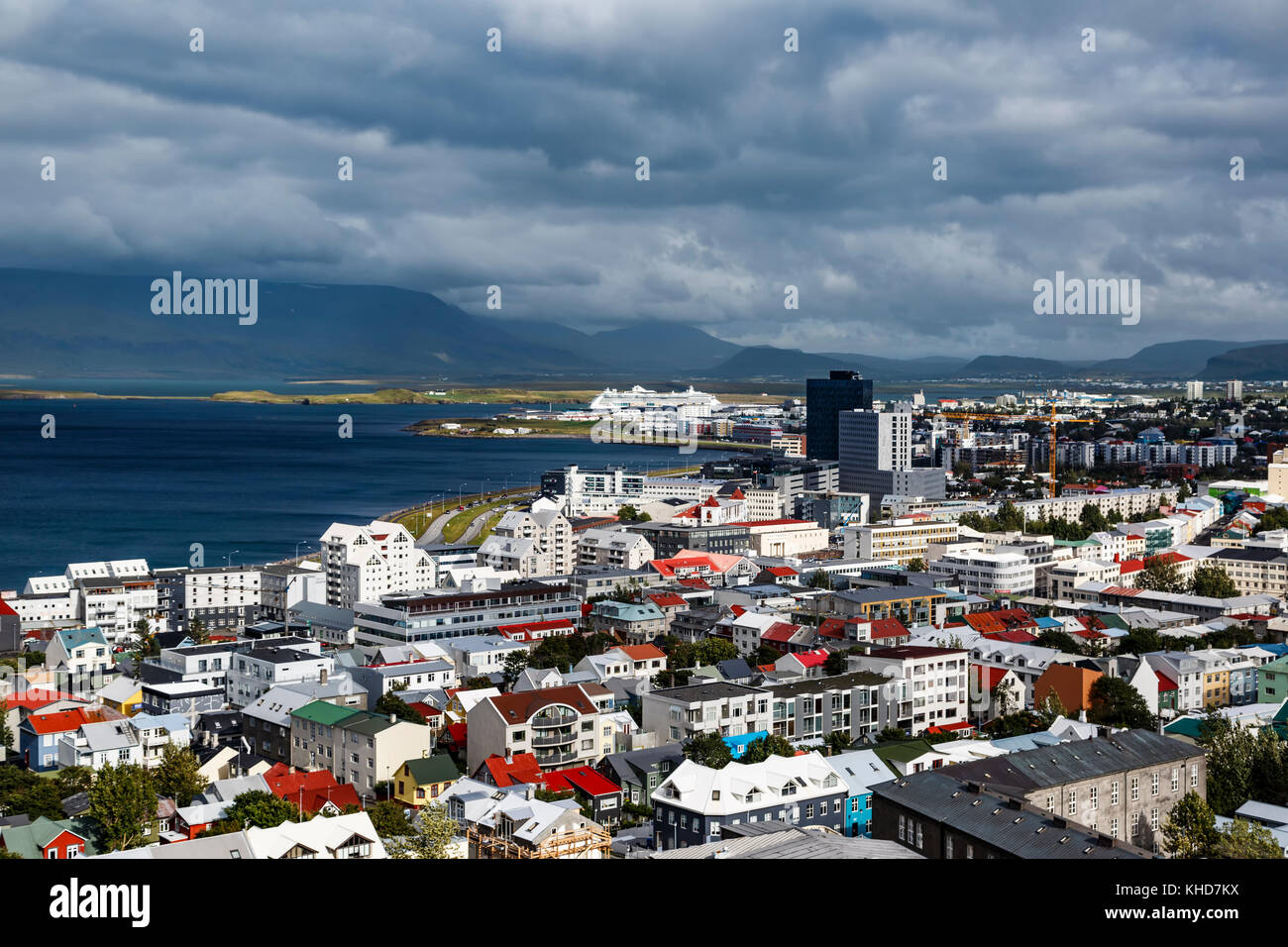 Luftaufnahme von Reykjavik, Island Stockfoto