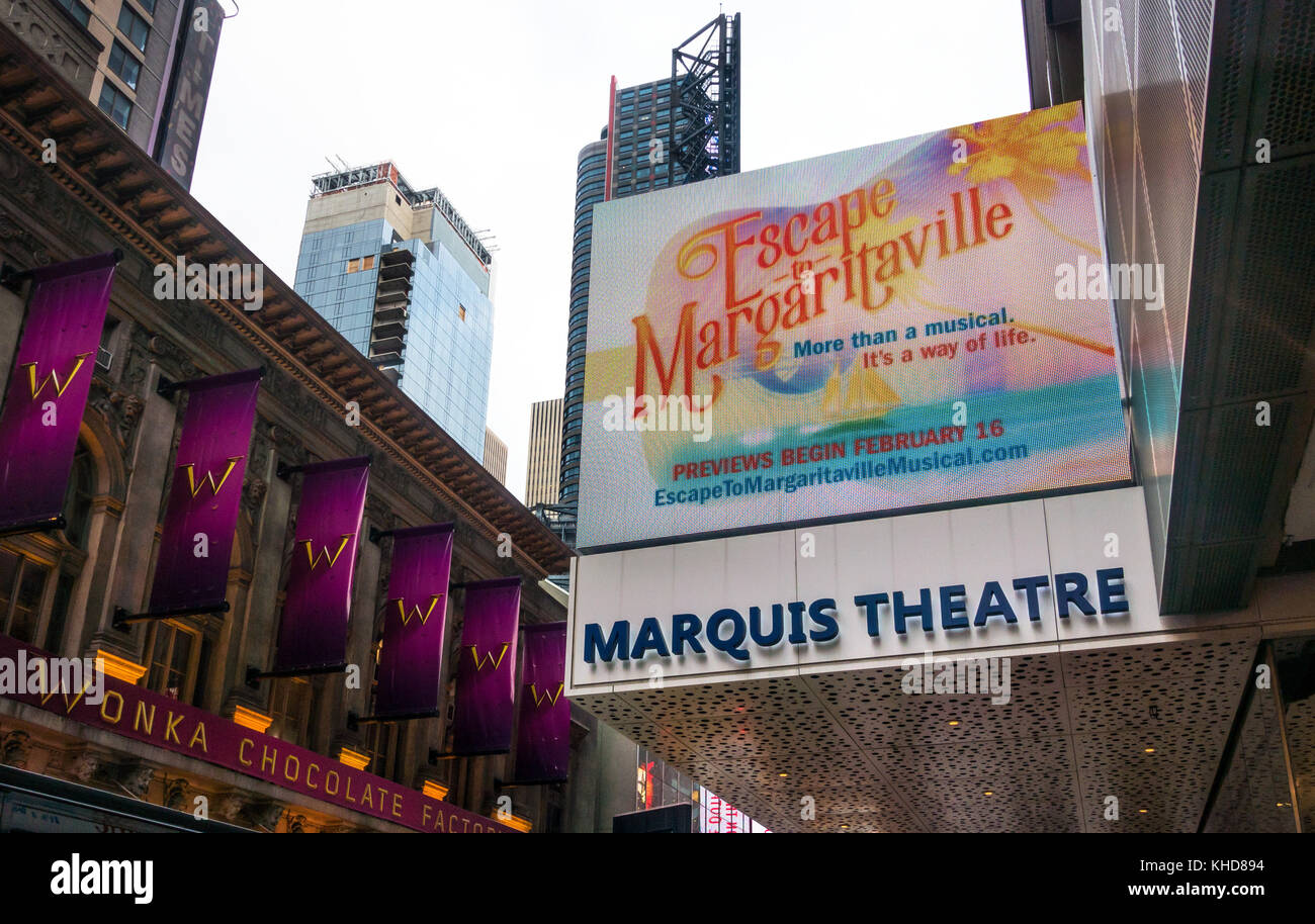 Die Flucht zu Margaritaville, ein Broadway Musical Öffnung im Marquis Theatre im Februar 2018 in New York City Stockfoto