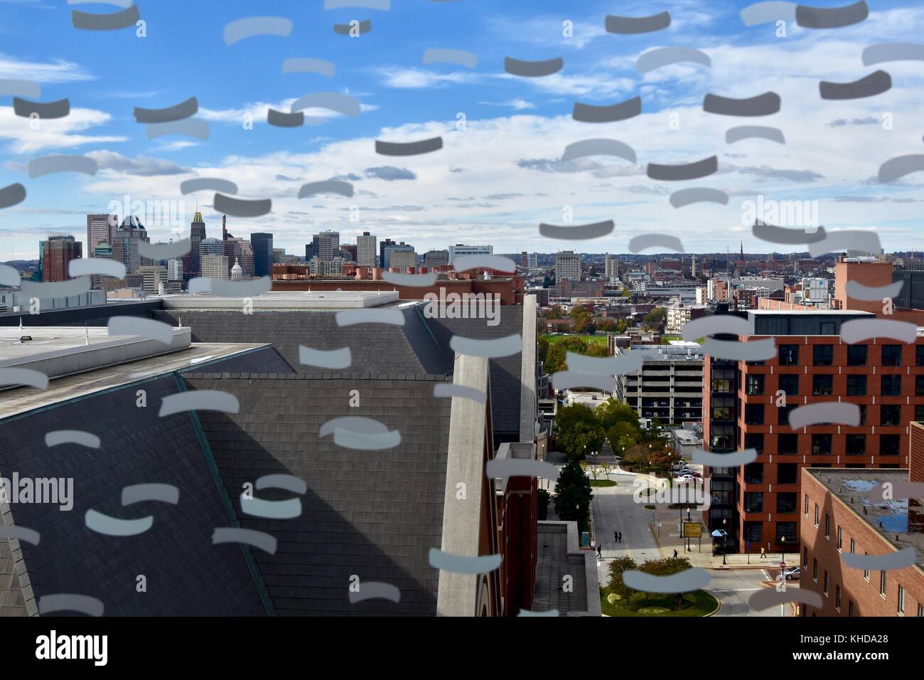 Blick auf Baltimore vom Inneren des John Hopkins Krankenhauses Stockfoto