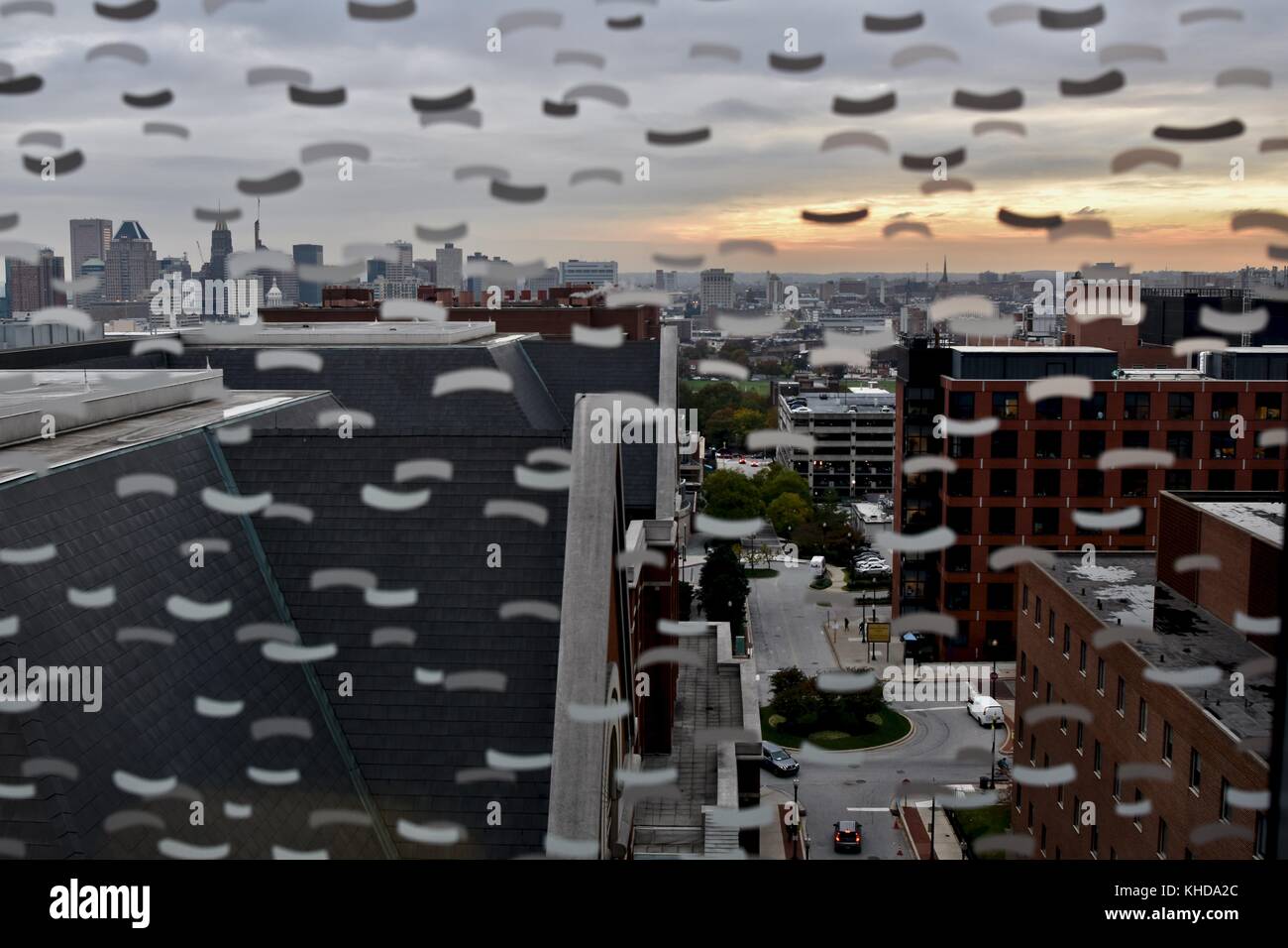 Blick auf Baltimore vom Inneren des John Hopkins Krankenhauses Stockfoto