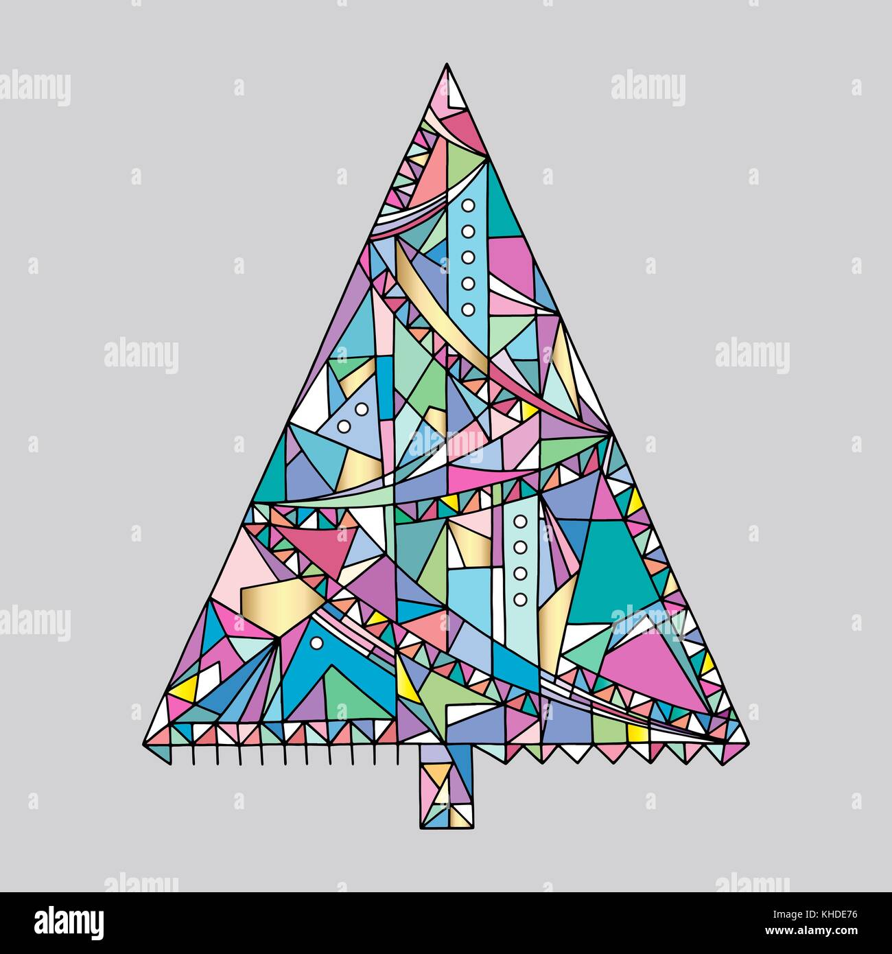 Weihnachtsbaum Vector Illustration. Hand gezeichnet Frohes neues Jahr Hintergrund. winter Urlaub Grußkarte. Stock Vektor