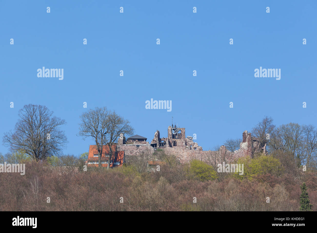 Blick auf die Burgruine Hohnstein Neustadt Harz Stockfoto