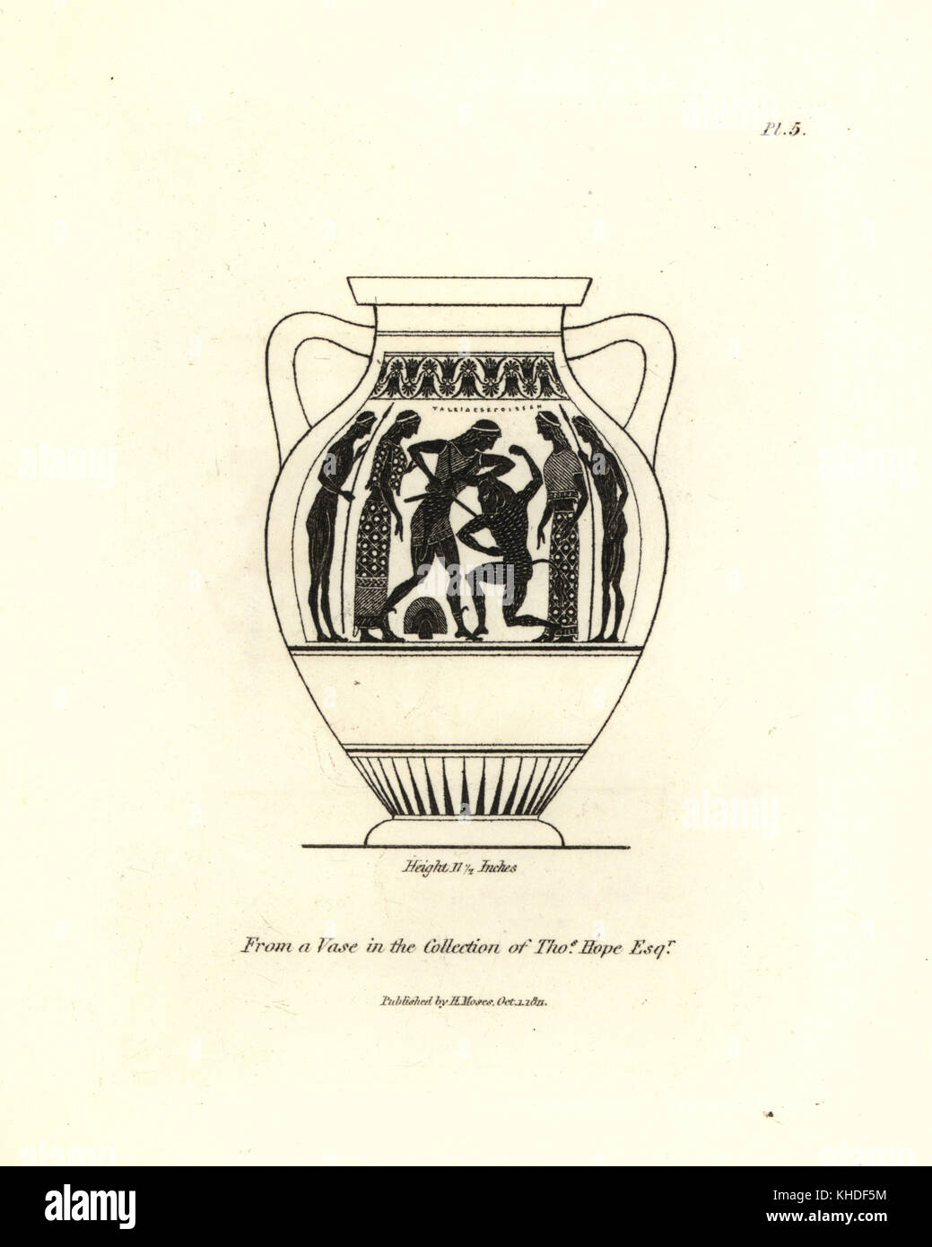 Darstellung des Theseus den Minotaurus getötet aus einer Vase in der Sammlung von Thomas hoffen. Kupferstich von Henry Mose aus einer Sammlung von antiken Vasen, Altäre, etc., London, 1814. Stockfoto