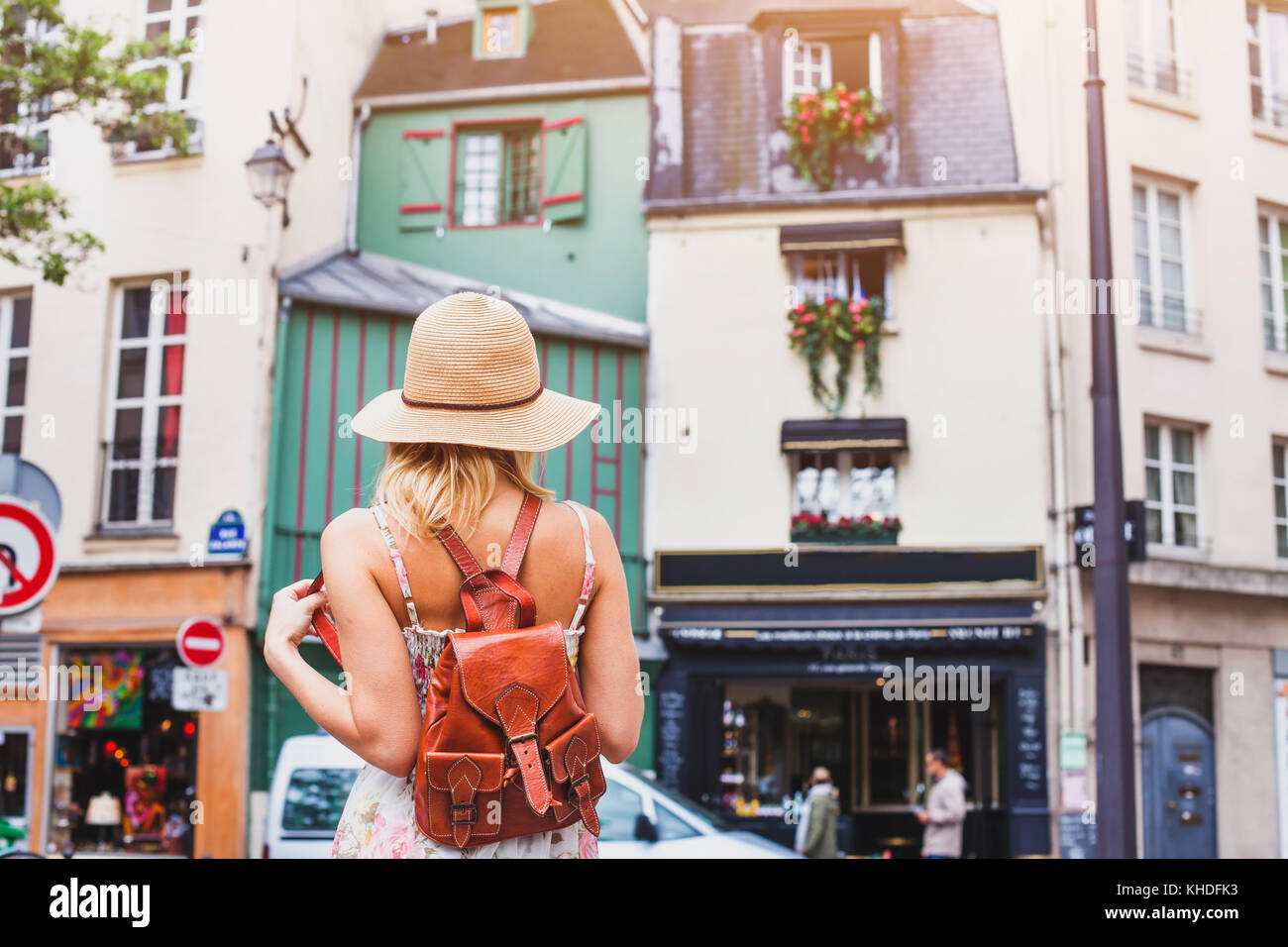 Touristen in der Europäischen Stadt, Sommer Reisen und Urlaub in Europa Stockfoto