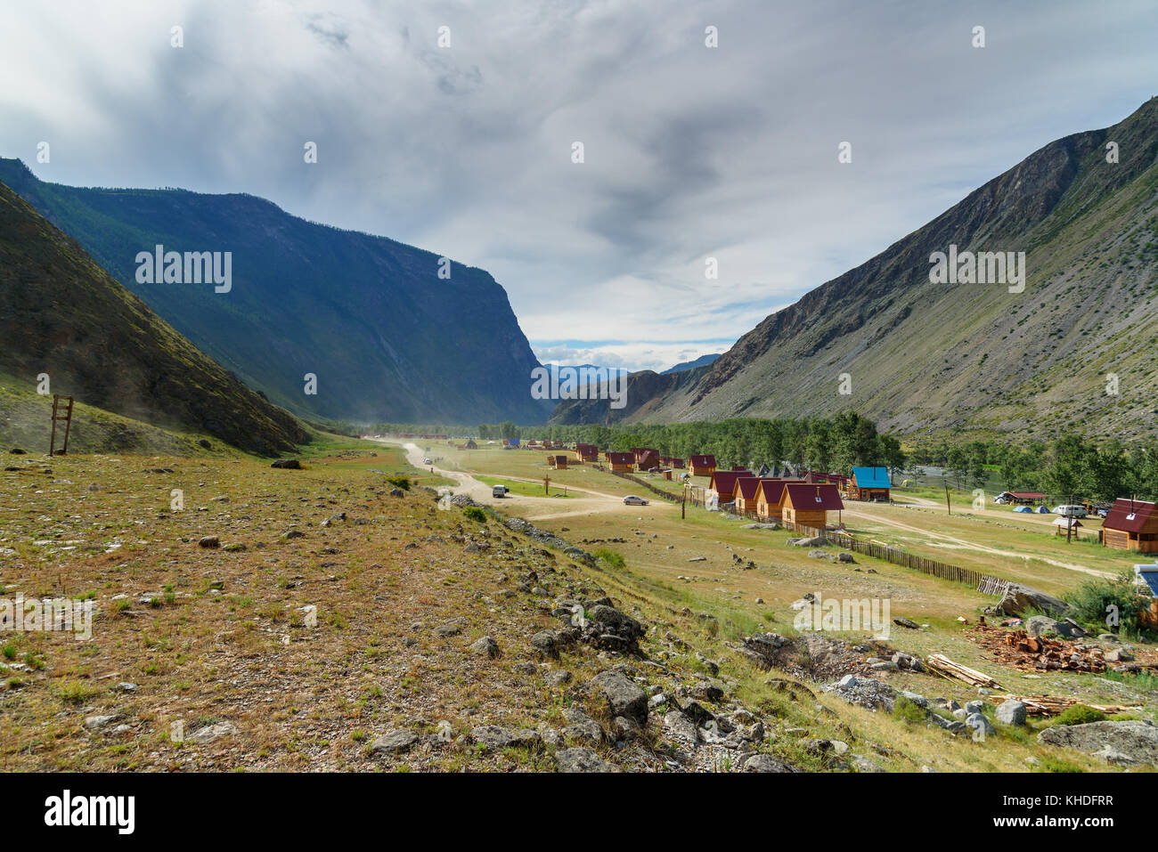 Blick auf das Tal von Chulyshman River. Republik Altai, Sibirien. Russland Stockfoto