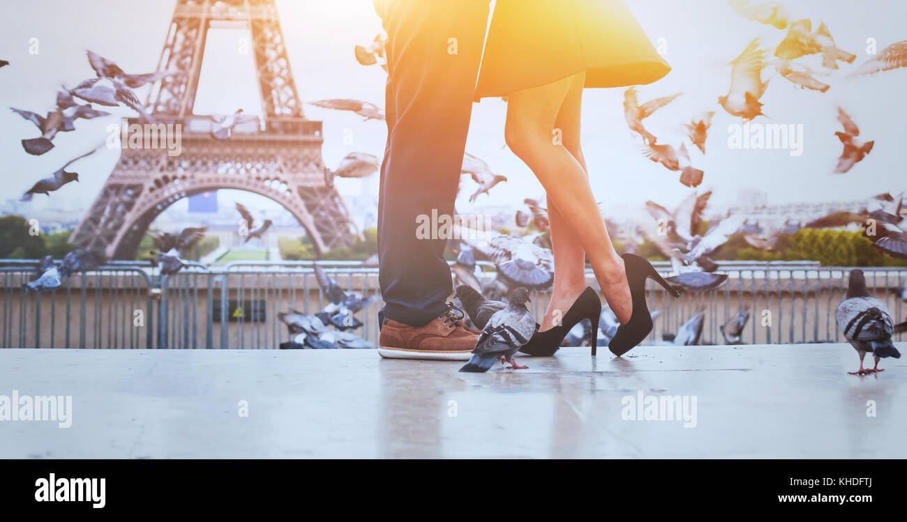 Romantische Reisen Hintergrund Banner, Flitterwochen in Paris. Stockfoto