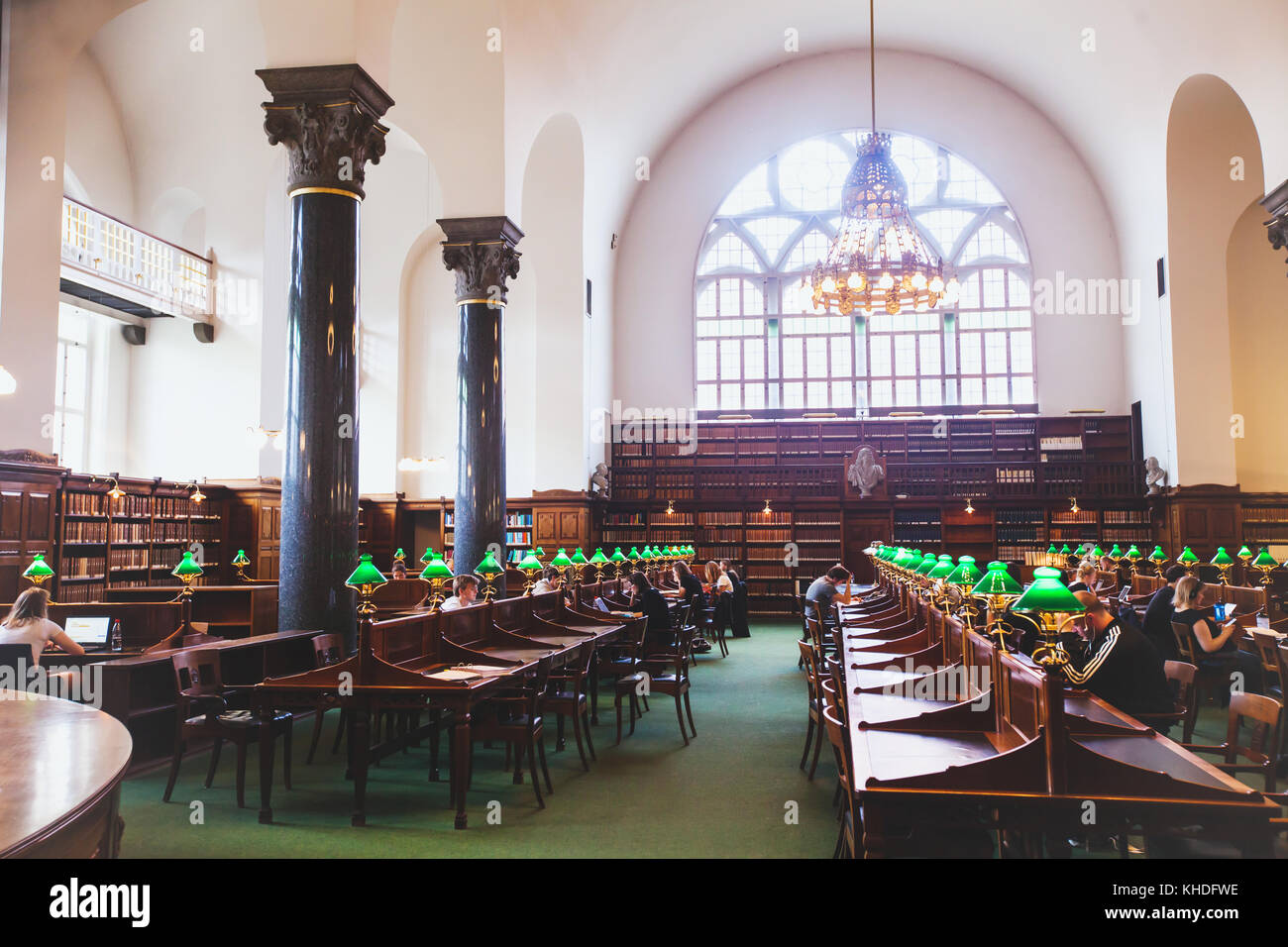 Kopenhagen, Dänemark - Juni 08 2017 - Studenten studieren in schönem Interieur der Königlichen Bibliothek Stockfoto