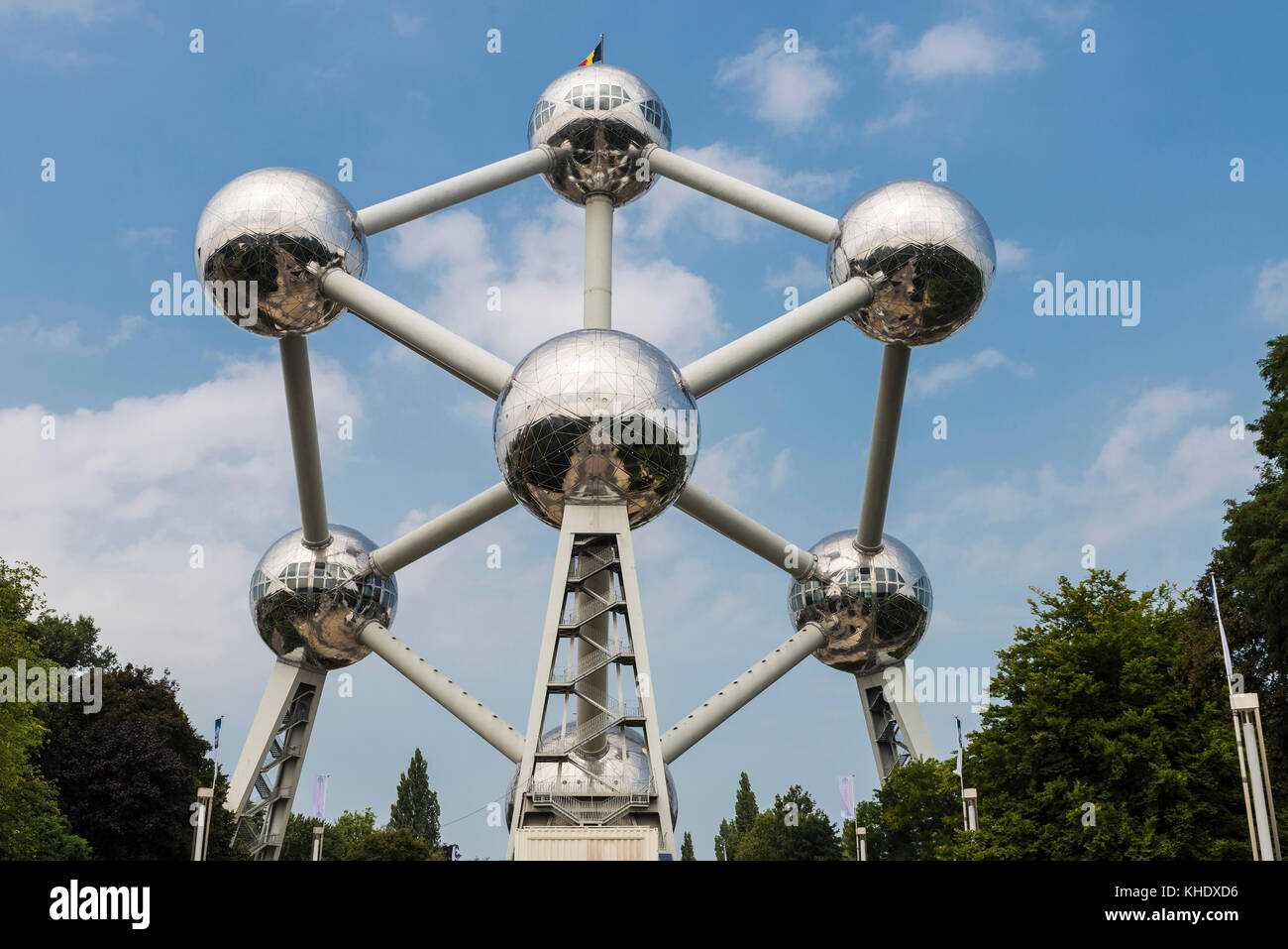 Brüssel, Belgien - 27 August 2017: Atomium, berühmten Struktur in Form eines Atoms, in das Messegelände in Brüssel, Belgien Stockfoto