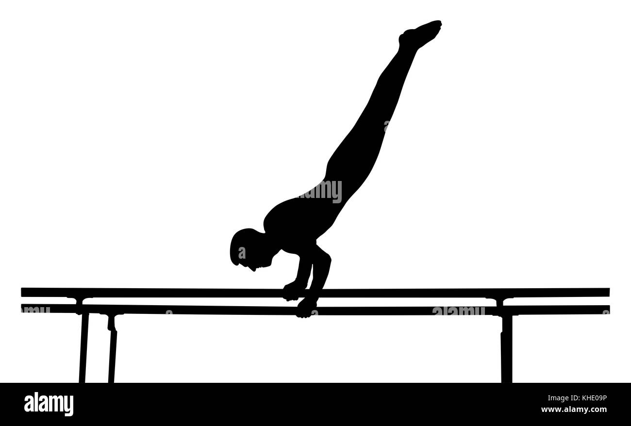 Parallele Stangen gymnast für den Wettbewerb in der künstlerischen Gymnastik Stockfoto