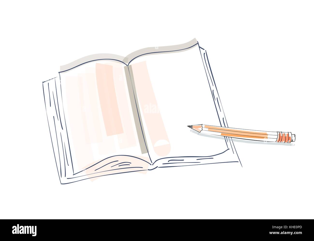 Notebook Doodle, primitiven Drawing Hand. Pen und Notebook Papier. Moderner Minimalismus Skizze Art.Vector Illustration Stock Vektor