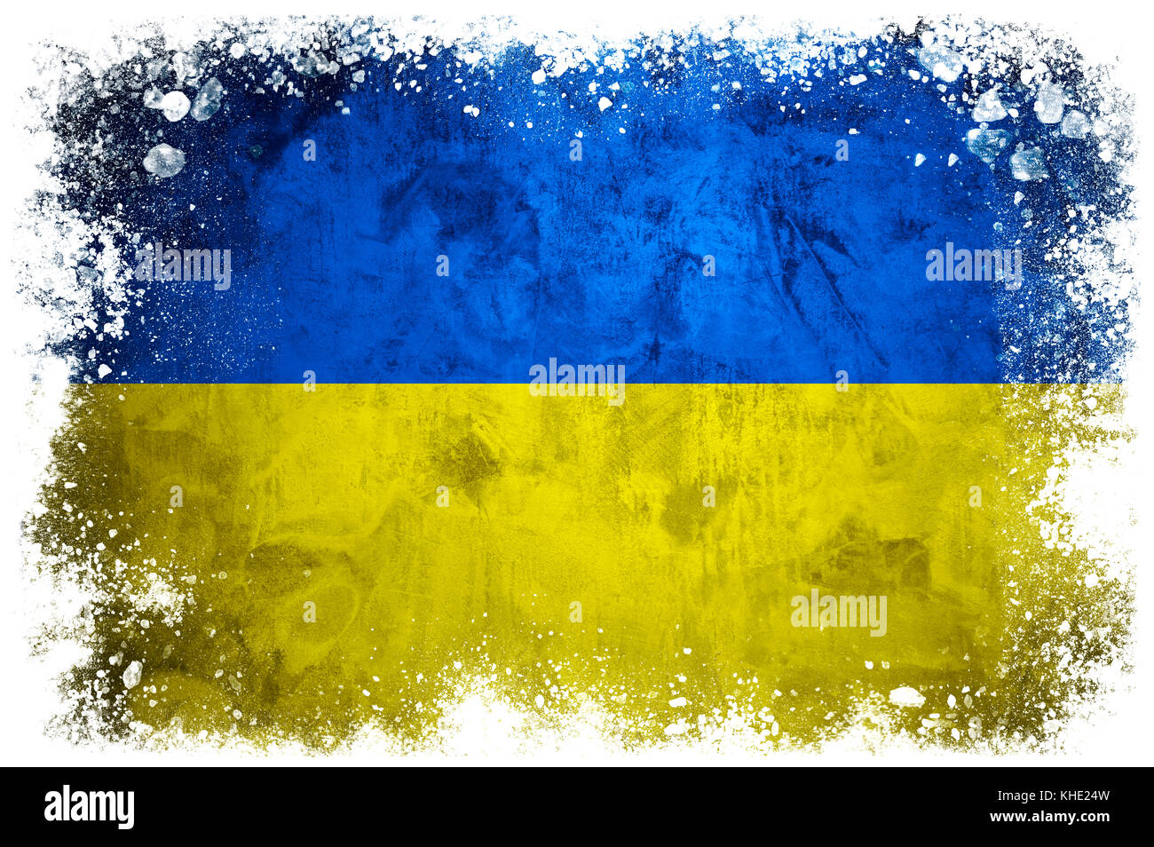 Flagge der Ukraine auf grunge konkreten Hintergrund Stockfoto