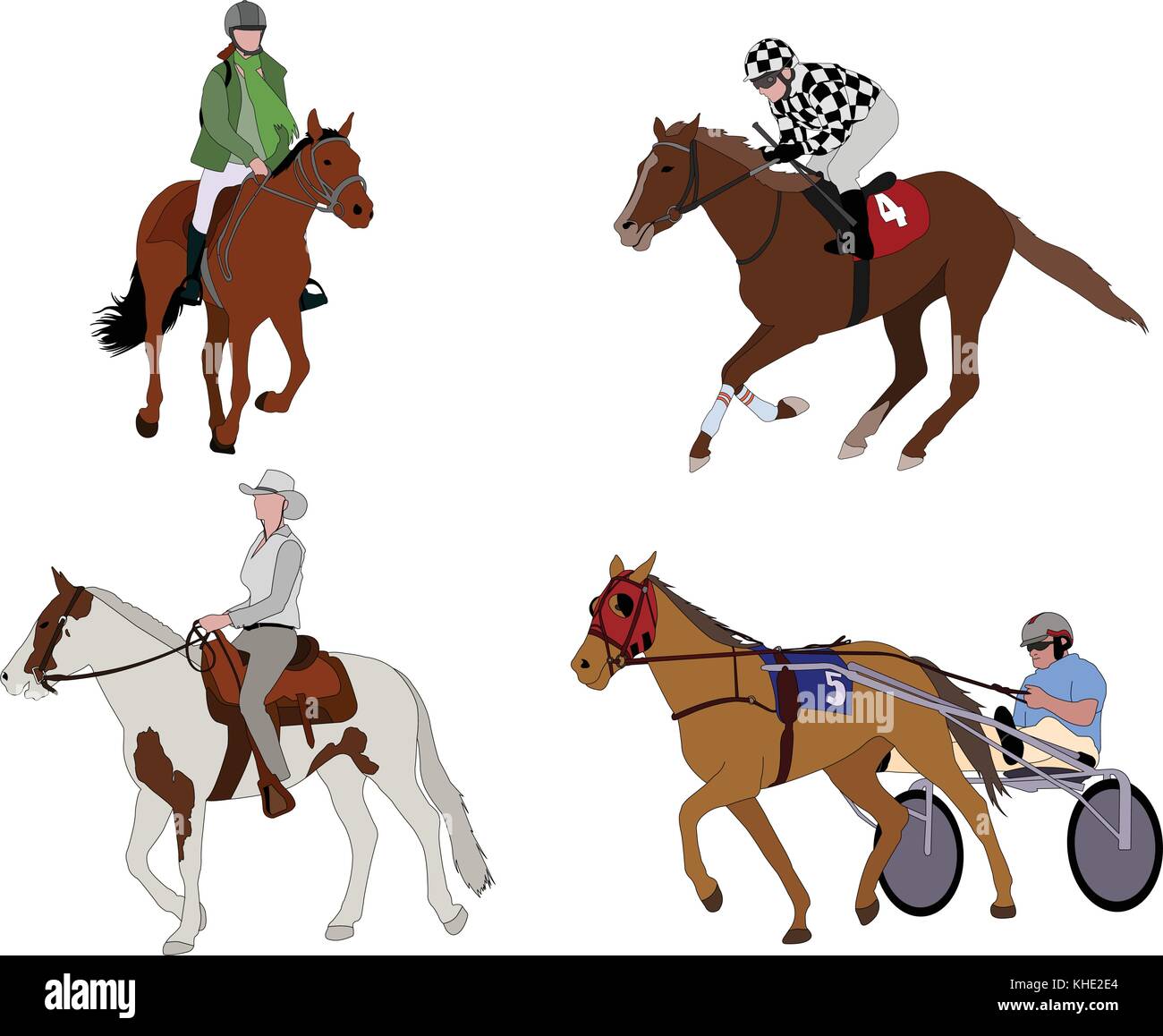 Menschen reiten pferde Abbildung Stock Vektor