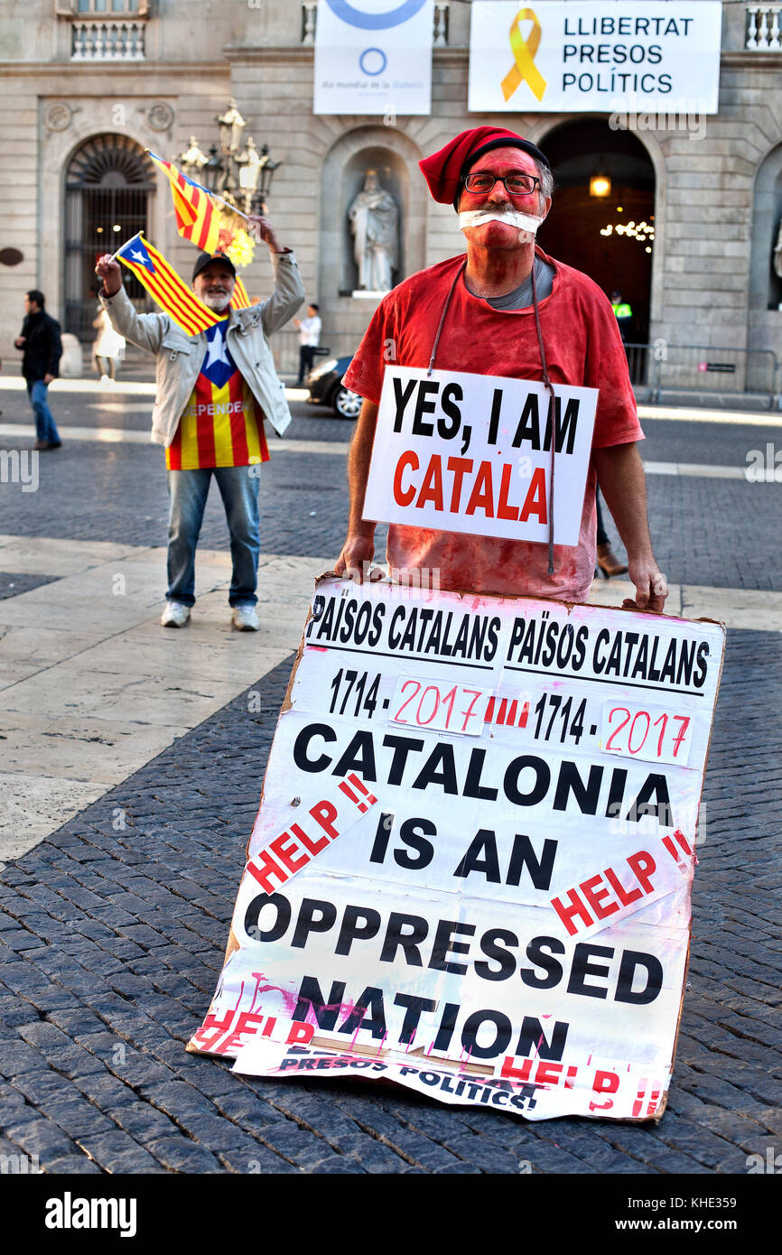 Katalanisch Demonstrant, Barcelona, Spanien. Stockfoto
