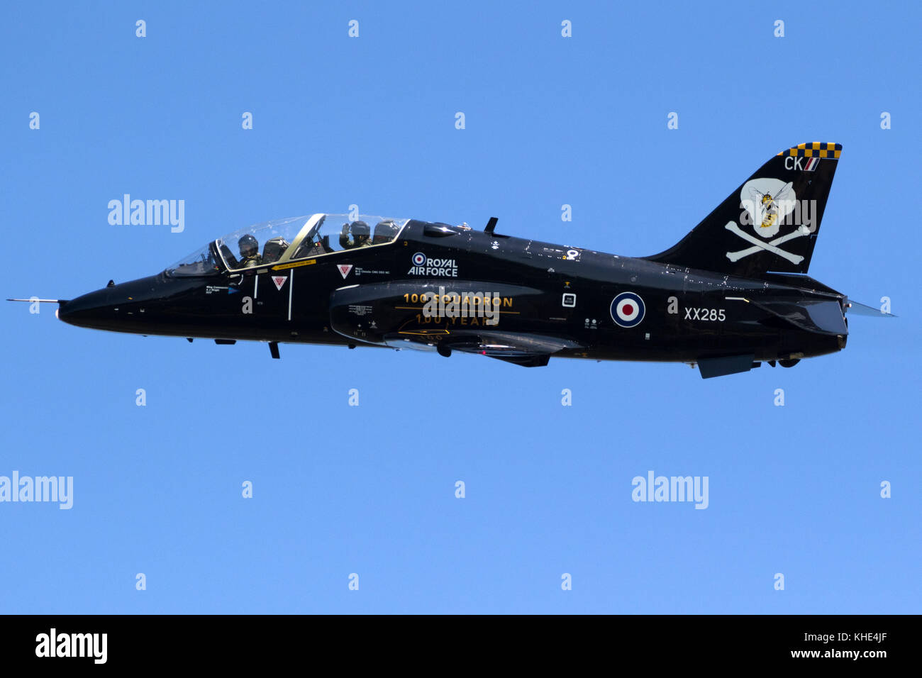 Florennes, Belgien - May 15, 2017: British Royal Air Force bae Hawk t1 Trainer Flugzeug im Flug. Stockfoto