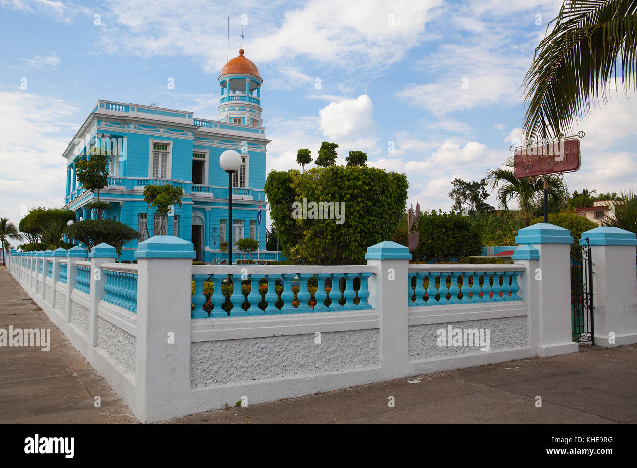 Cienfuegos, Kuba - Januar 28,2017: Hotel Encanto Palacio Azul das gemütliche Hotel ist ein emblematisches Installation von eklektischen Stil. Es liegt, zu einem Stockfoto