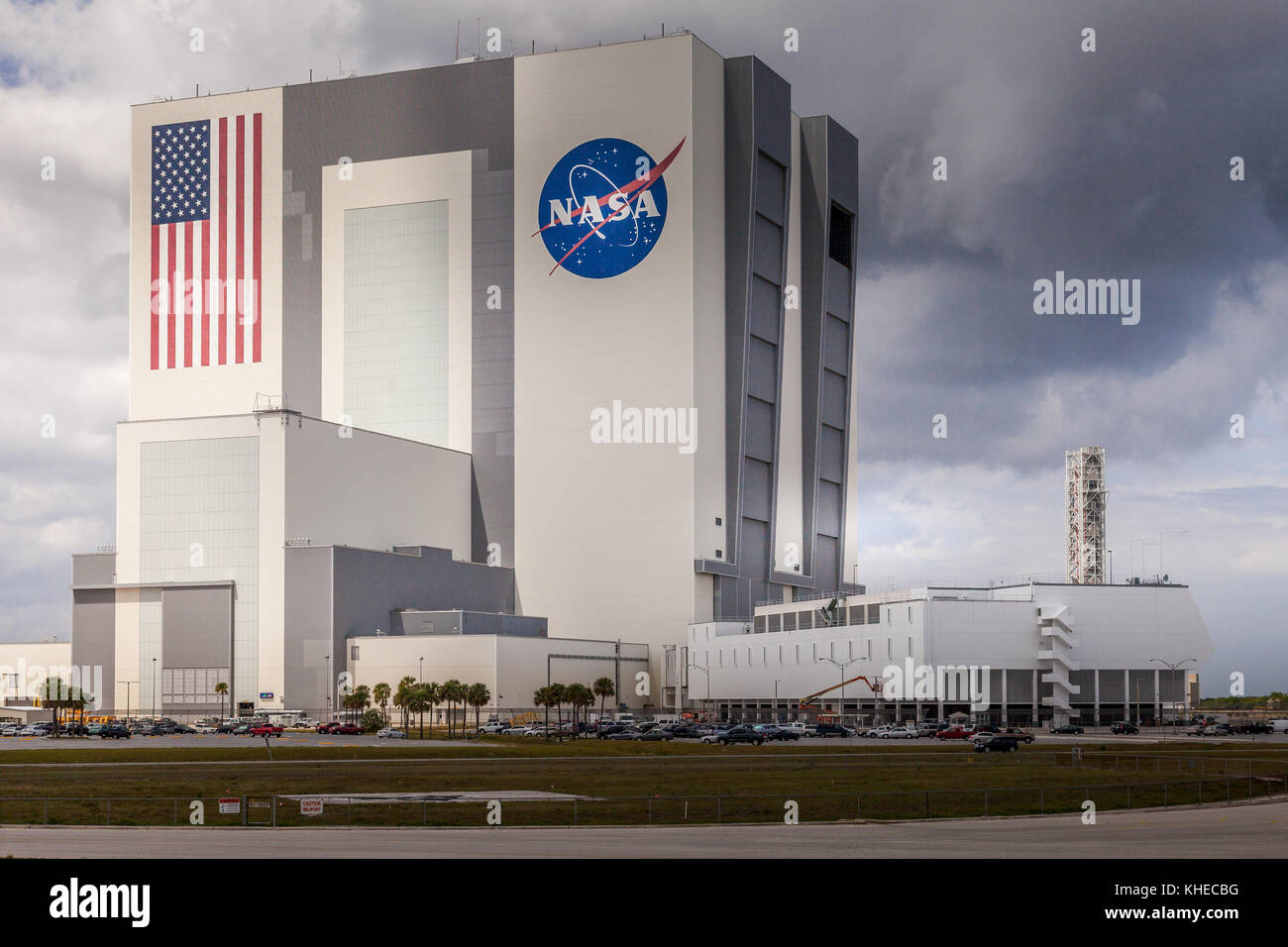 CAPE CANAVERAL, USA - MÄRZ 28. 2012: VAB, Vehicle Assembly Building auf Cape Canaveral NASA Basis Stockfoto