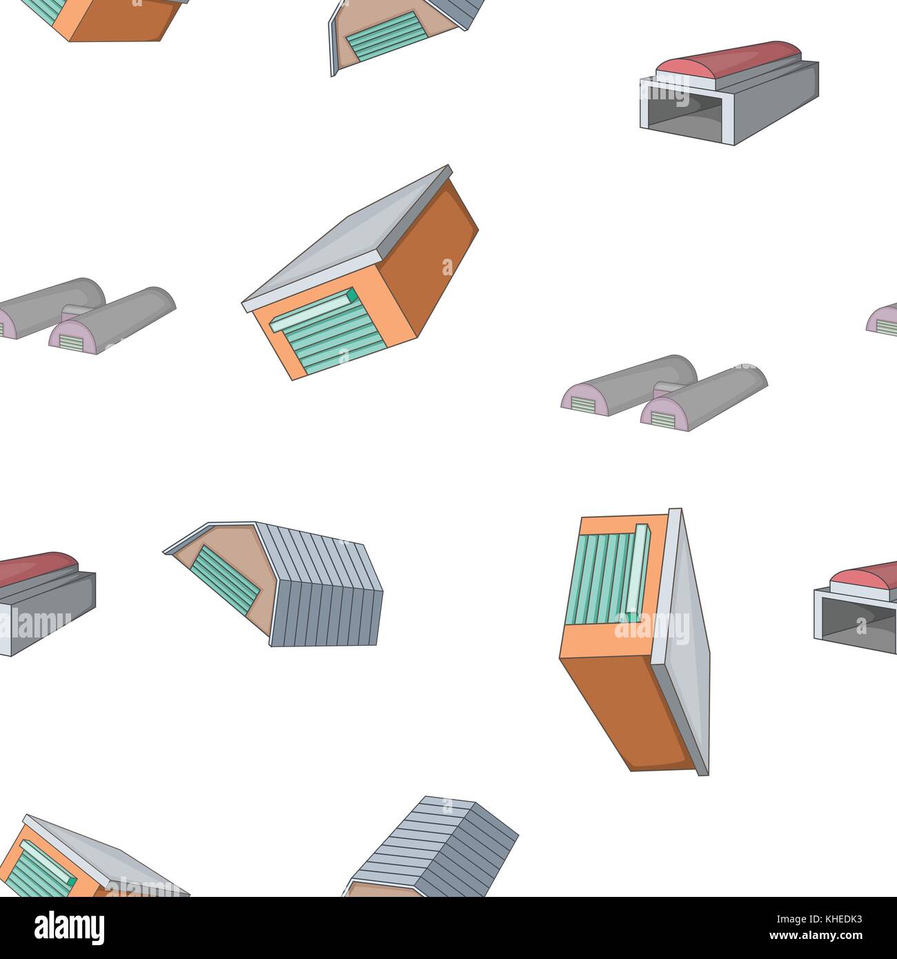 Arten von Garagen Muster, Cartoon Stil Stock Vektor