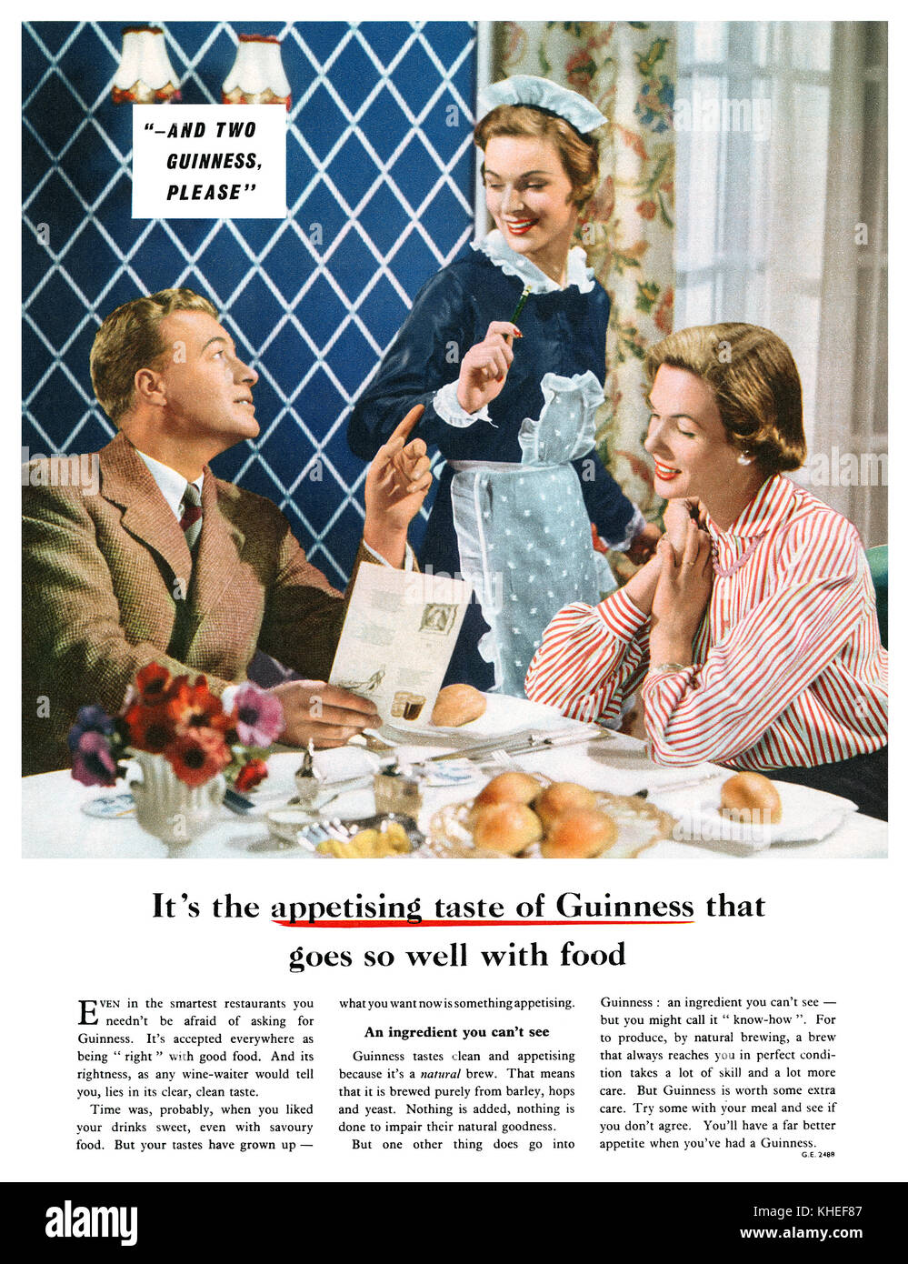 1955 britischen Werbung für Guinness. Stockfoto