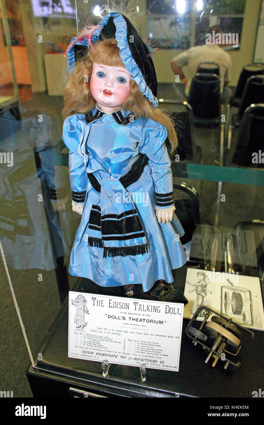 Eine sprechende Puppe Erfindung, die Edison und Ford Winter Estates museum in Ft Myers, Florida Stockfoto