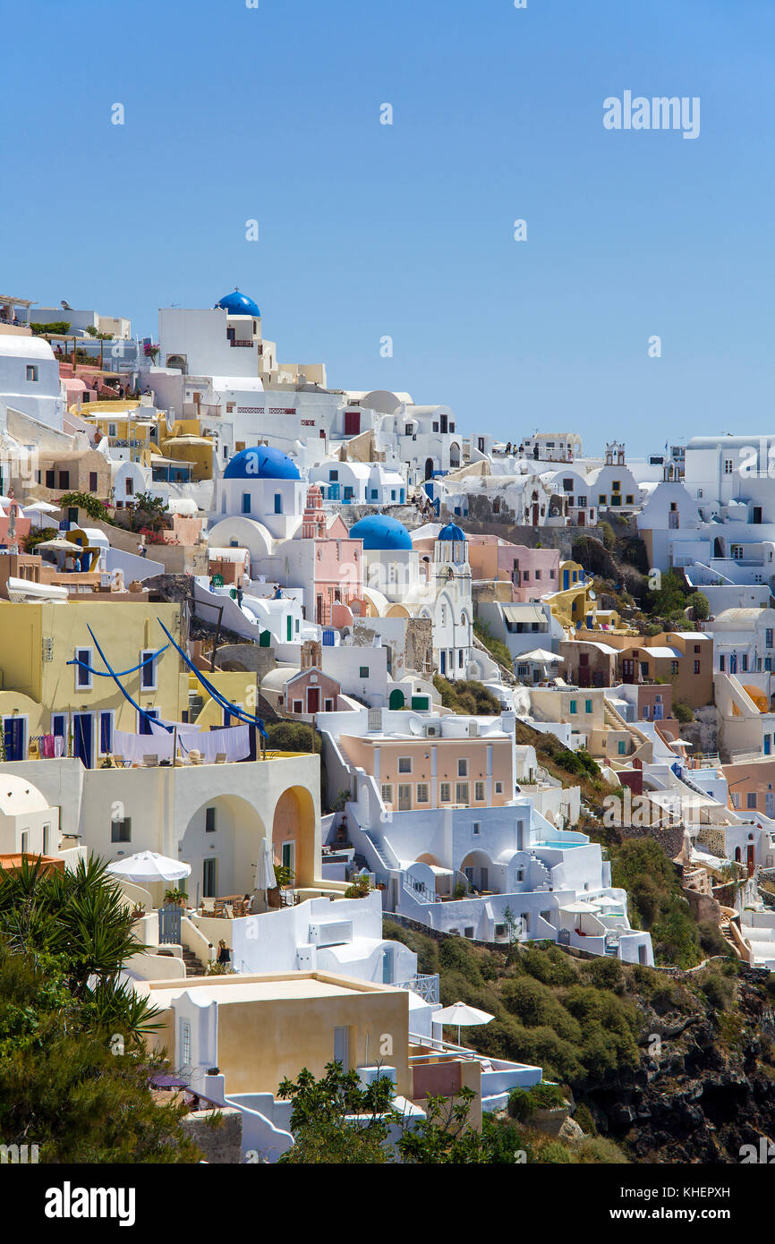 Das Dorf Oia, Santorin Insel, Kykladen, Ägäis, Griechenland Stockfoto