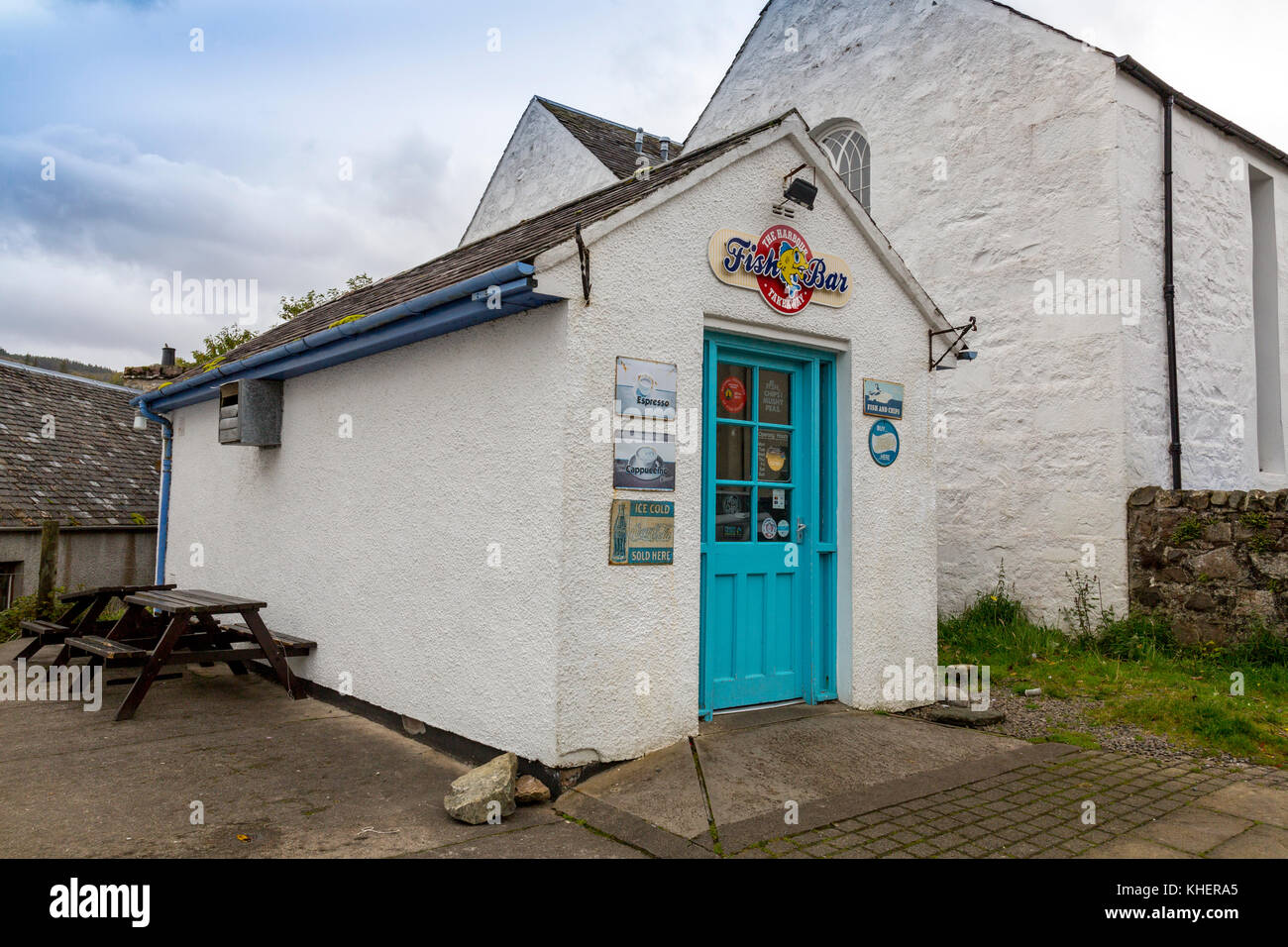 Der Fisch und Chip takeaway Shop im Dorf Plockton, Ross & Cromarty, Schottland, Großbritannien Stockfoto