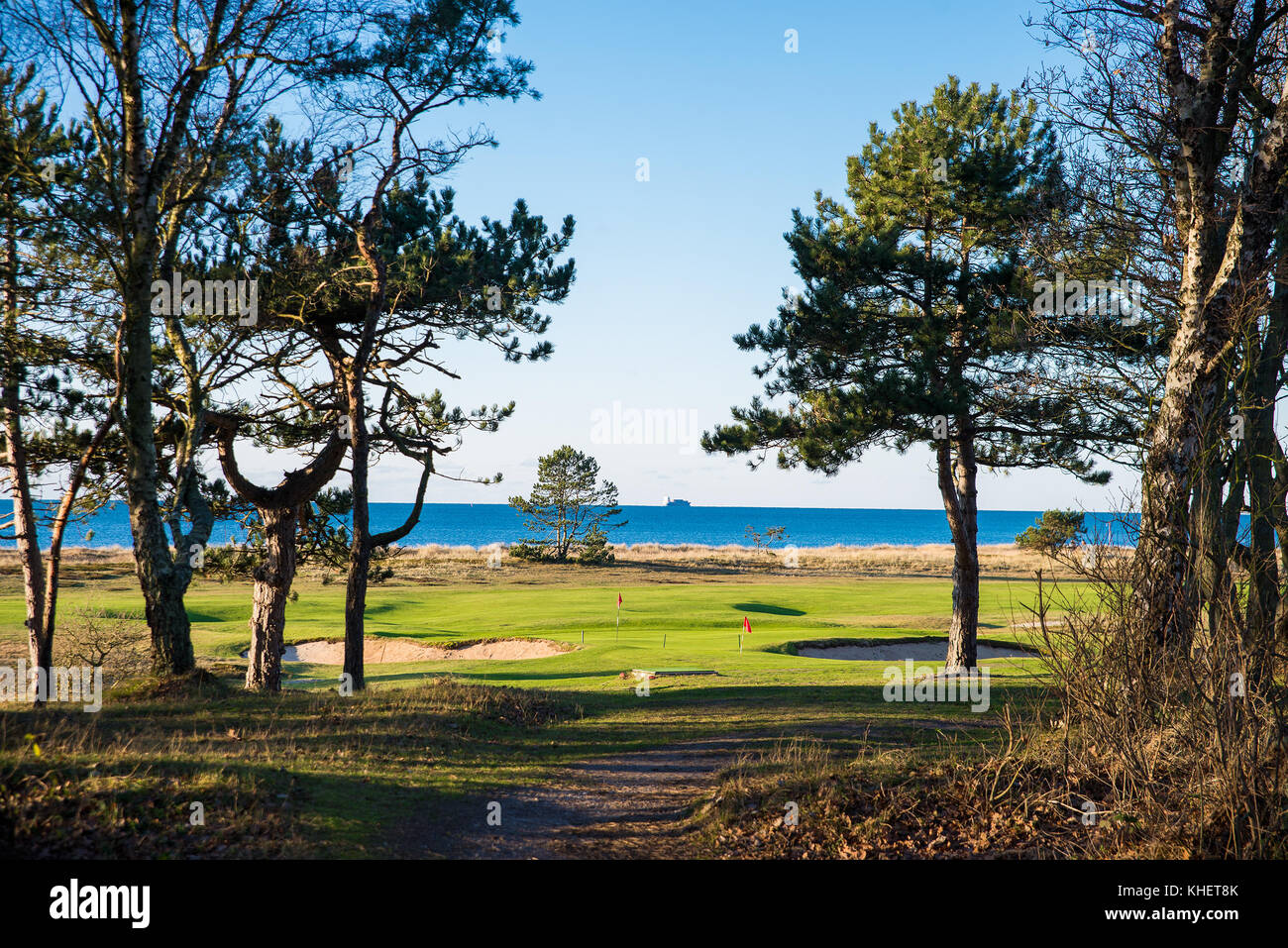 Schmutz der Straße im Wald am Meer Stockfoto