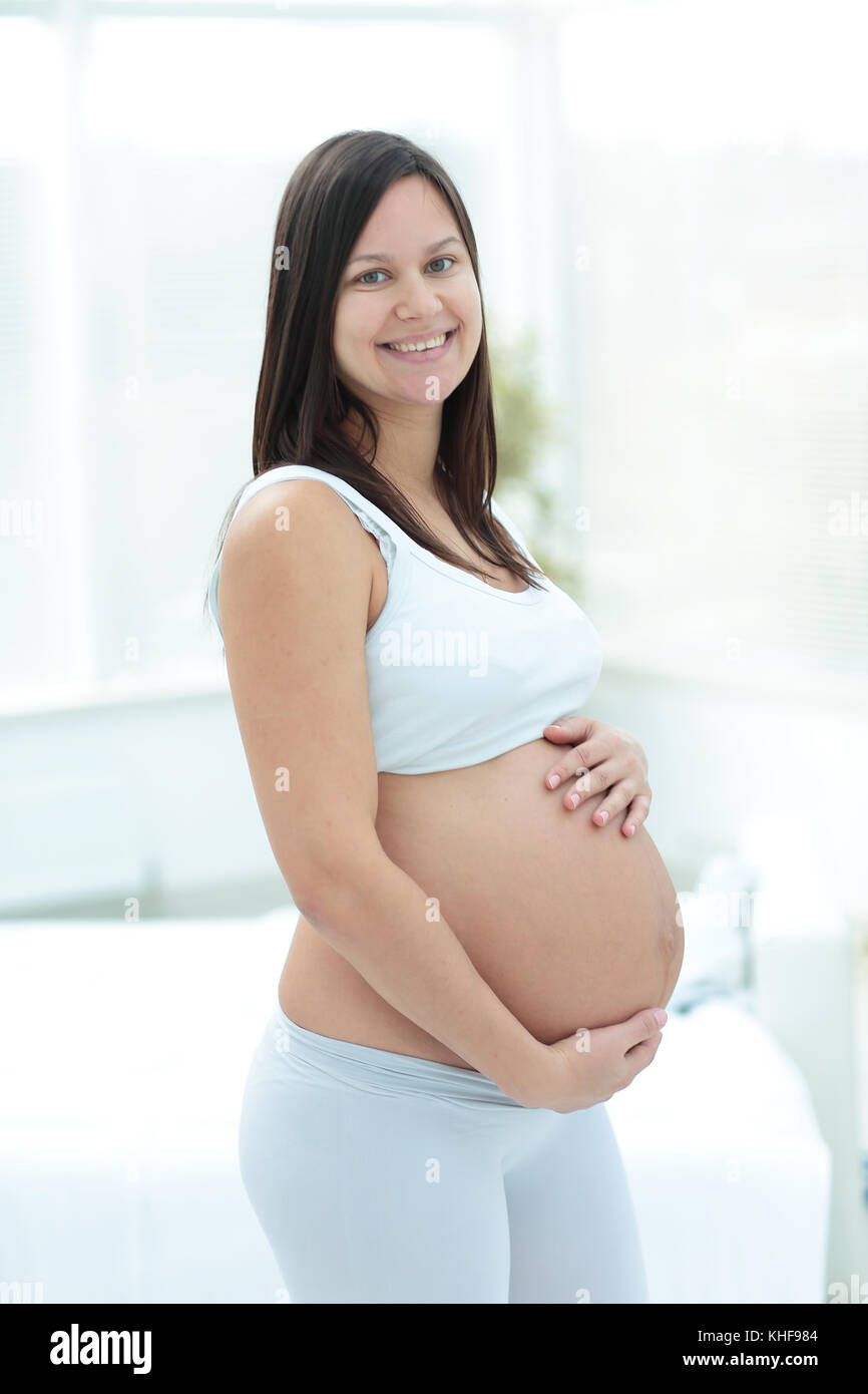 Schwangerschaft, Ausruhen, Menschen und Erwartung Konzept Stockfoto