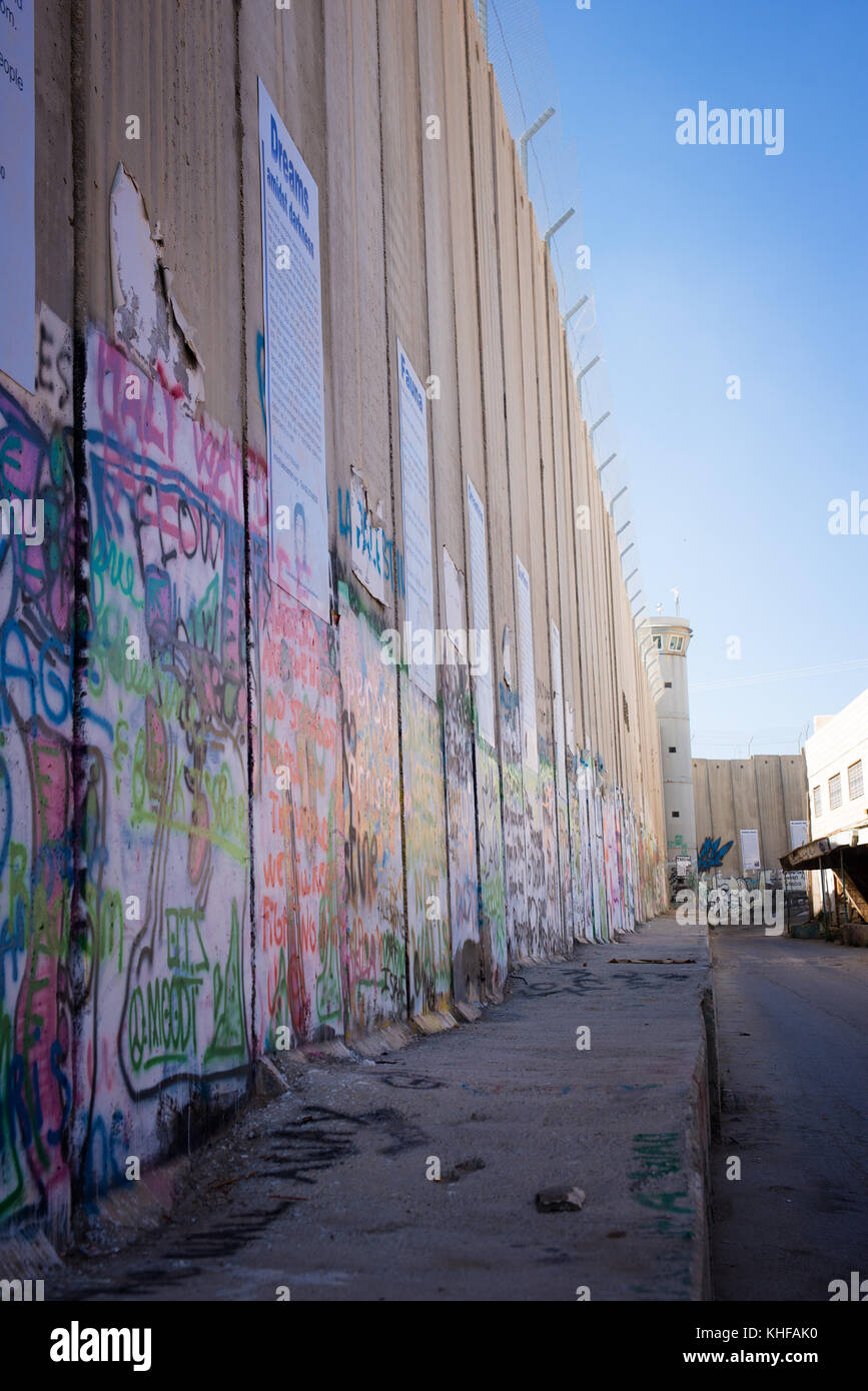 Die israelischen West Bank Barrier Stockfoto