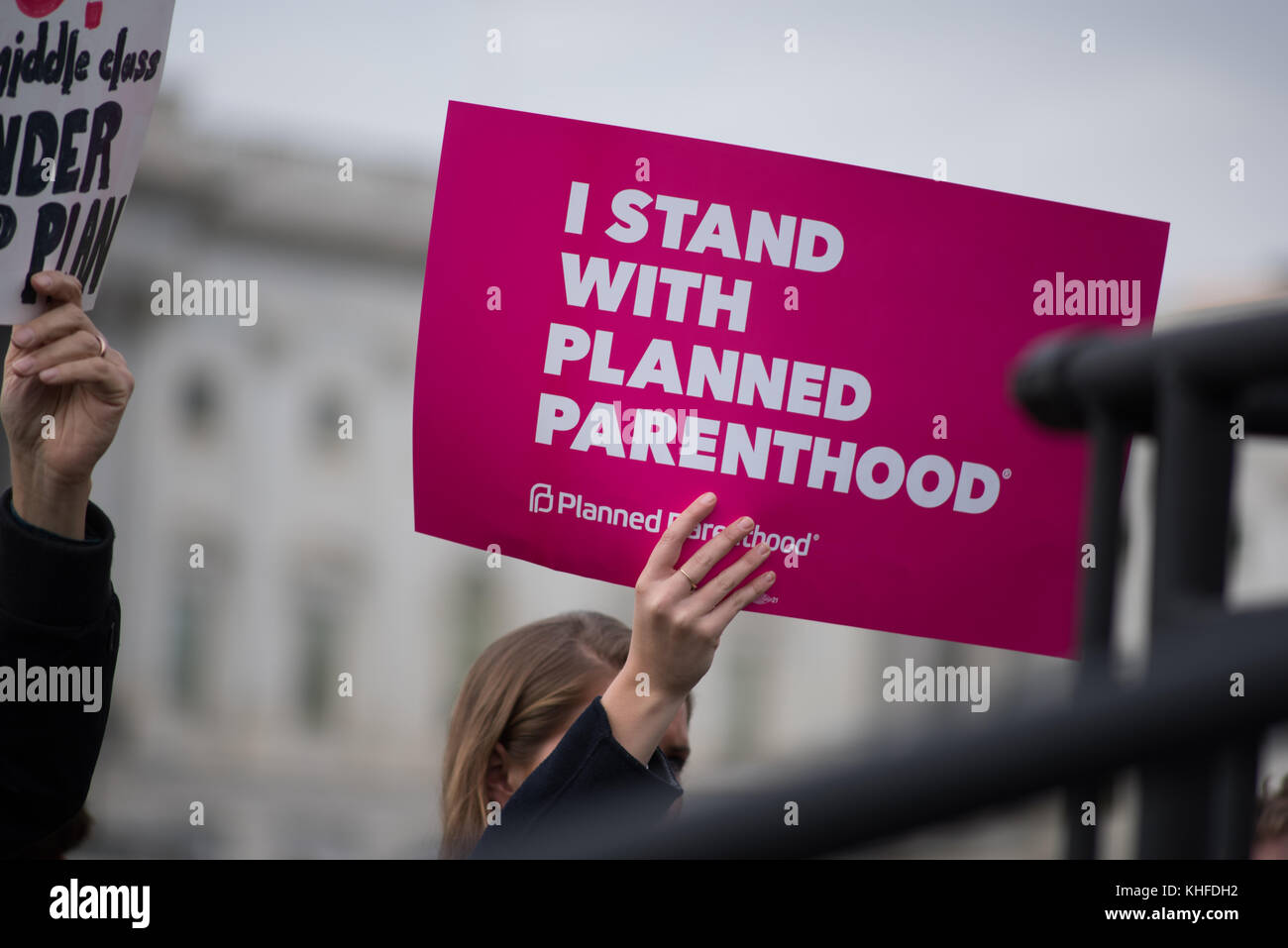 Politische Zeichen für geplante Elternschaft auf dem Capitol Hill Stockfoto