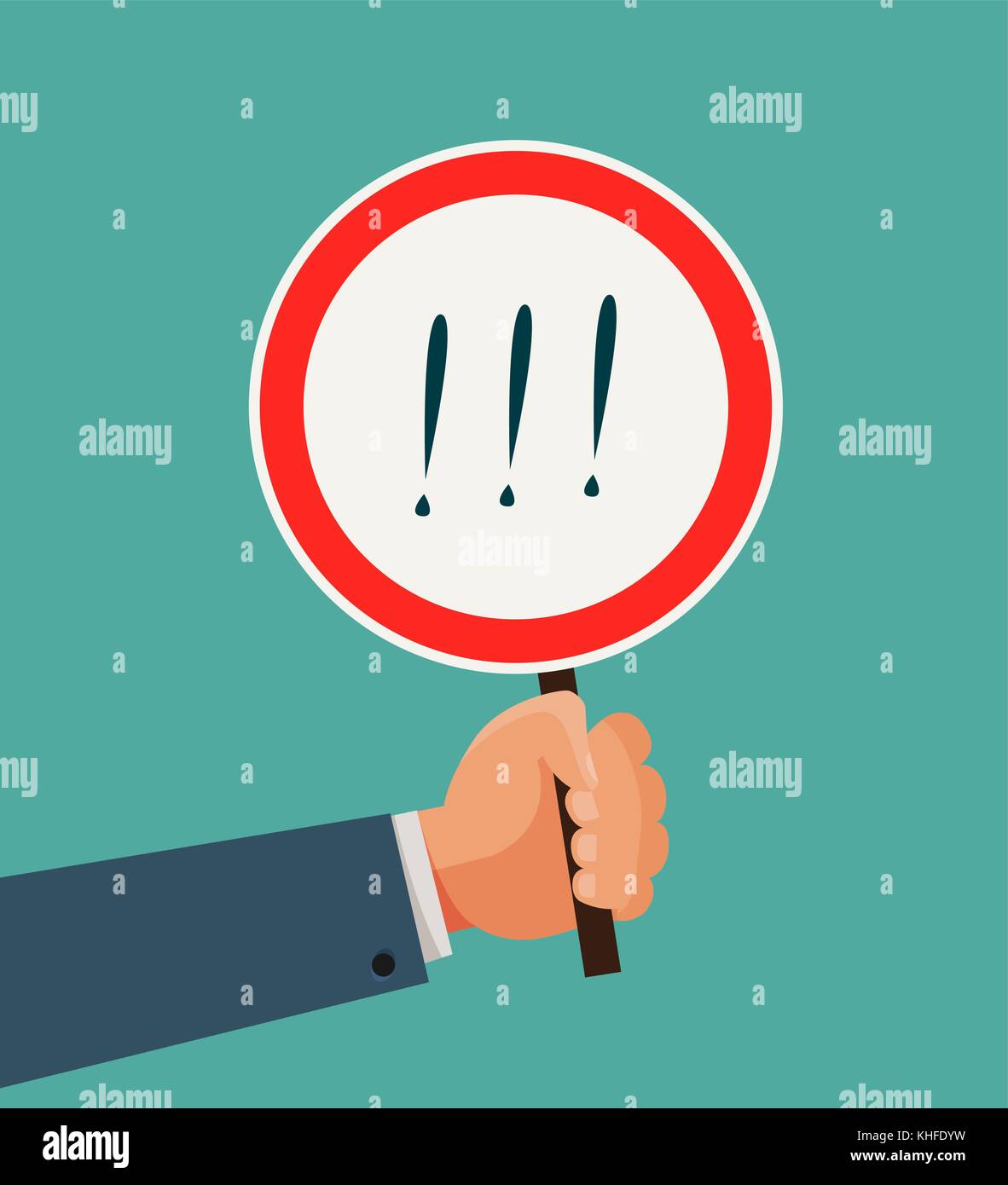 Schild oder Schild mit Handhalterung. Business, Quiz-Konzept. Illustration der Vektorabwicklung Stock Vektor