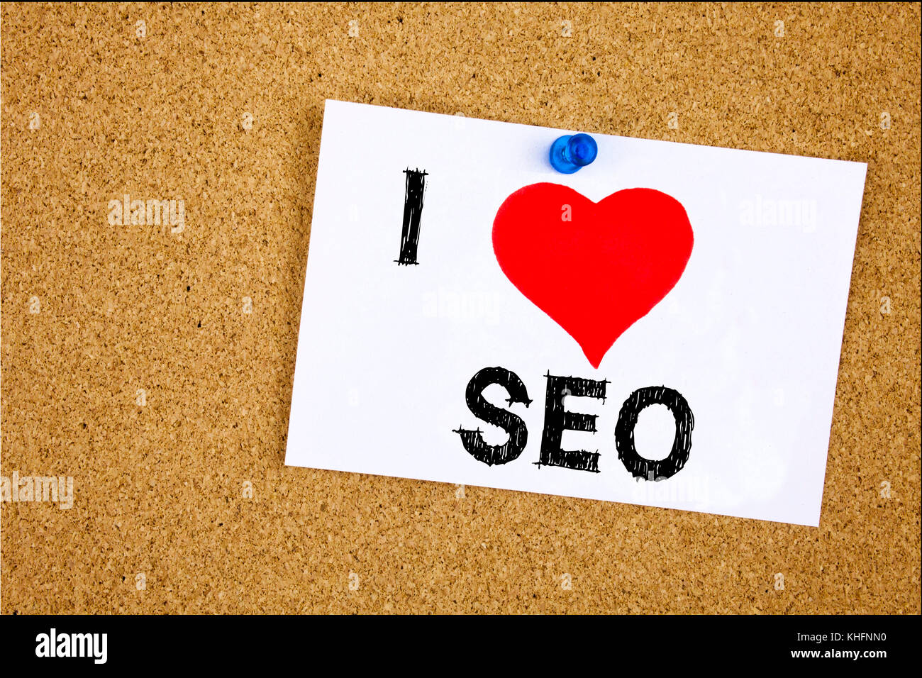 Konzeptionelle Hand schreiben Bildunterschrift inspiration Übersicht SEO Suchmaschinen Optimierung. Business Konzept für SEO Liebe auf Zettel geschrieben, reminde Stockfoto