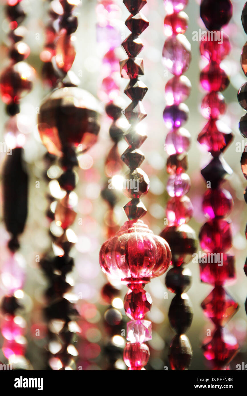 String von handmade bead Vorhänge im marokkanischen Stil haben Lichteffekt Stockfoto
