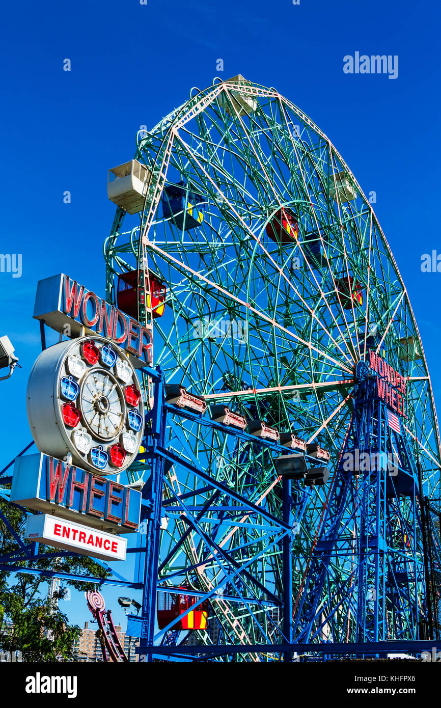 Coney Island, Brooklyn, New York City, USA. Wonder Wheel Riesenrad Stockfoto