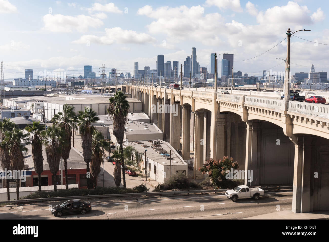 6Th Street Bridge in Los Angeles. Jetzt abgerissen das Sechste Straße Viadukt, auch bekannt als die Sixth Street Bridge in Los Angeles, ein Viadukt Brücke wurde Stockfoto