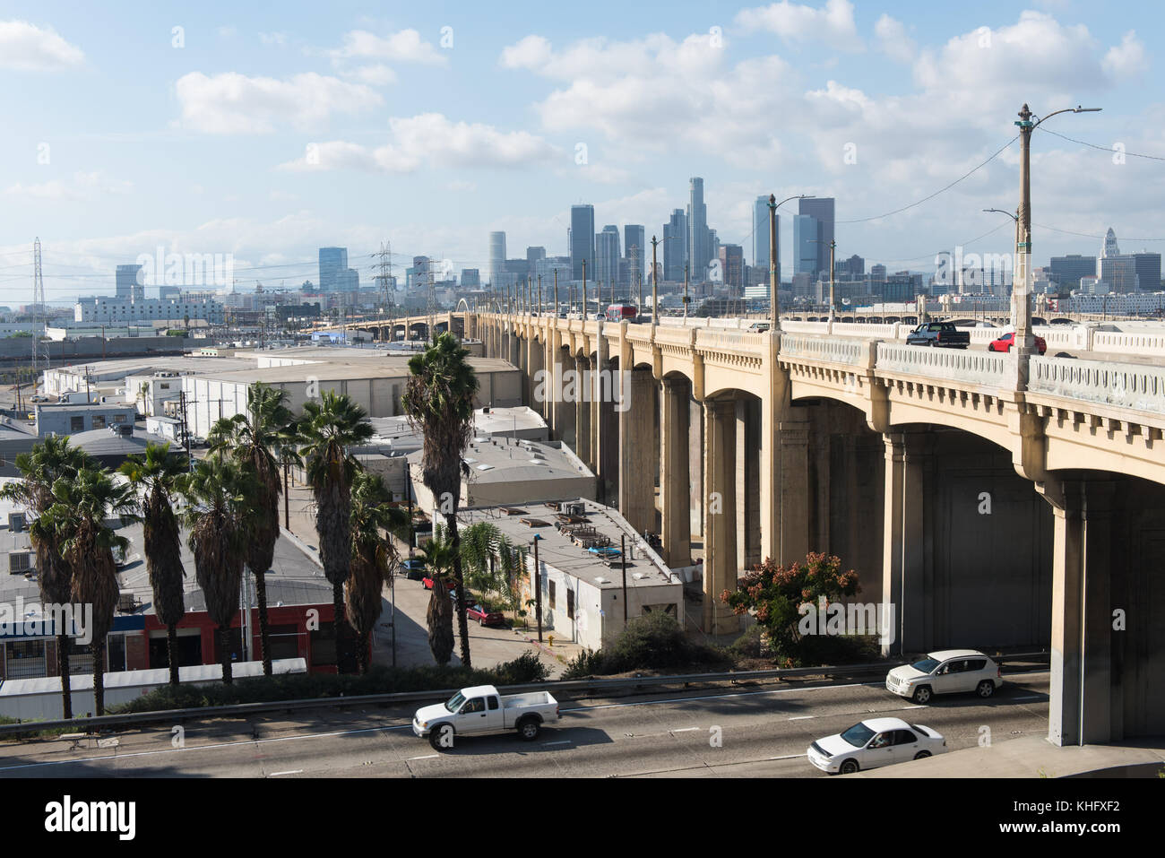 6Th Street Bridge in Los Angeles. Jetzt abgerissen das Sechste Straße Viadukt, auch bekannt als die Sixth Street Bridge in Los Angeles, ein Viadukt Brücke wurde Stockfoto