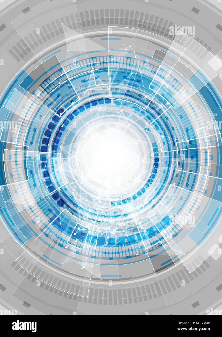 Blauer abstrakter Hightech-Hintergrund. Vektordesign Stock Vektor