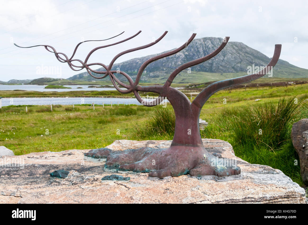 Sanctuary von Roddy Mathieson ist Teil des Roadends Community Sculpture Project on North Uist in den Äußeren Hebriden. Stockfoto